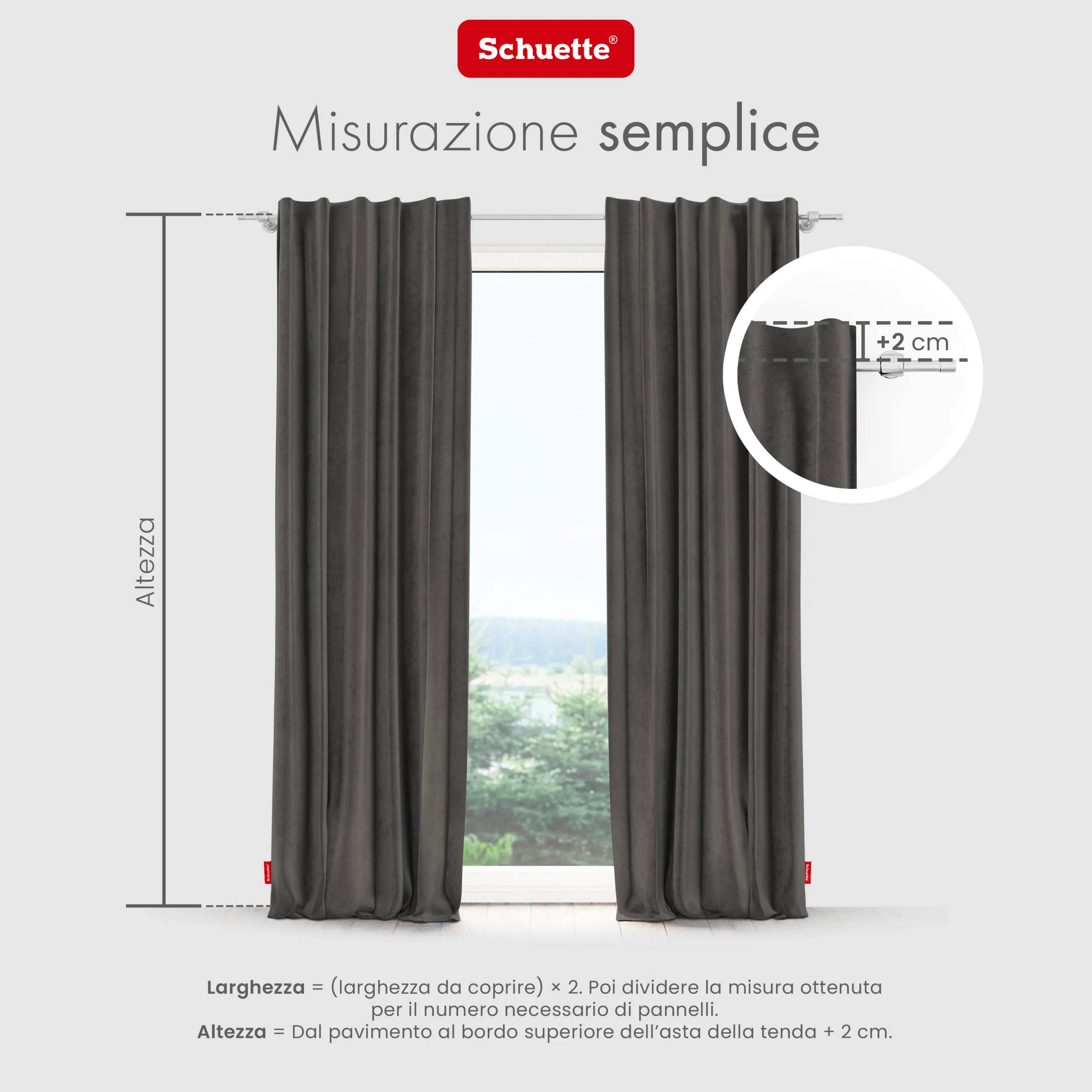 Schuette® Verdunkelungs-Vorhang Gardine mit Tunnelband nach Maß ● Millenium Velvet Kollektion: Great Wolf (Grau) ● 1 Stück ● Knitterfrei Pflegeleicht Thermo Blickdicht & stark Abdunkelnd