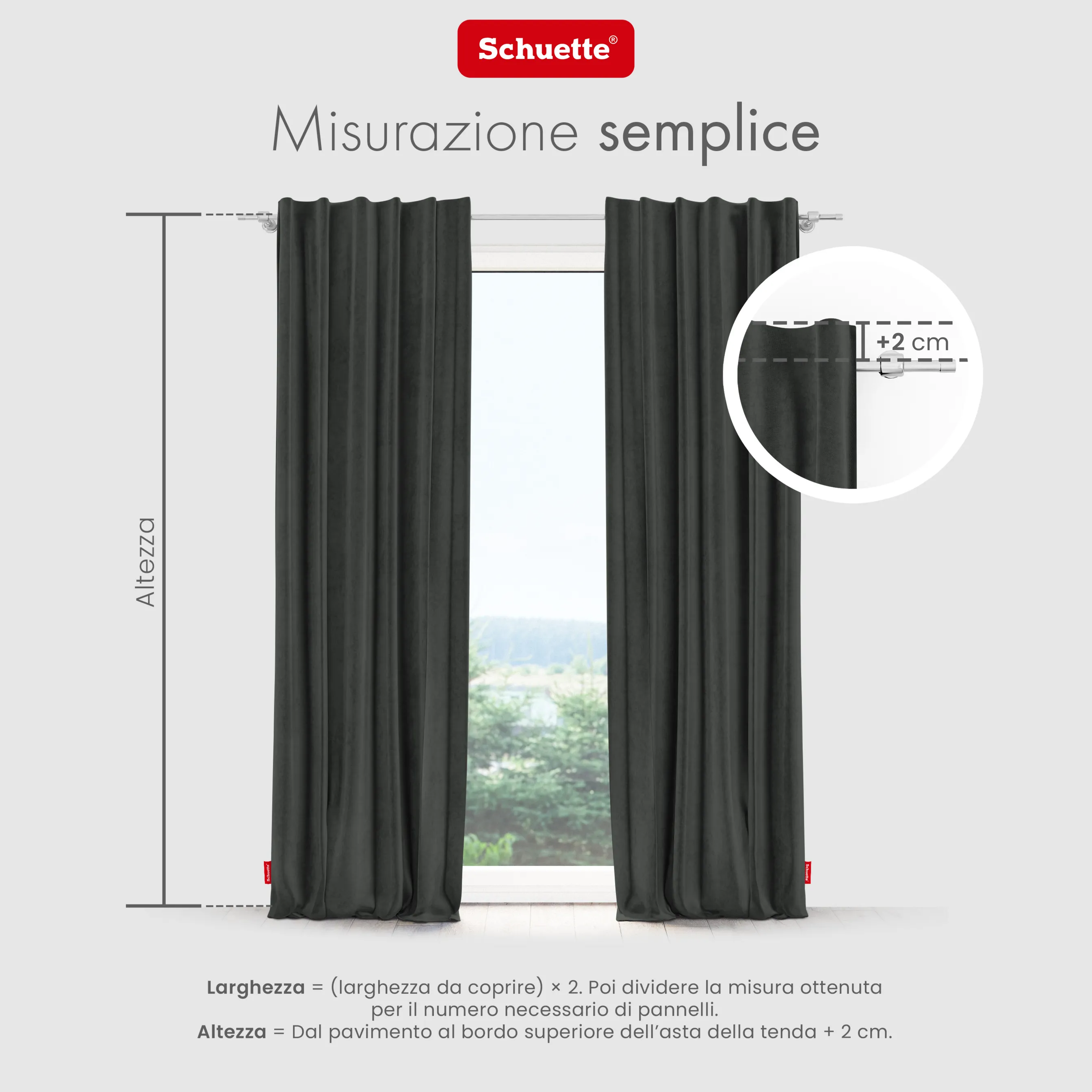 Schuette® Verdunkelungs-Vorhang Gardine mit Tunnelband nach Maß ● Millenium Velvet Kollektion: Dark Shadow (Grau) ● 1 Stück ● Knitterfrei Pflegeleicht Thermo Blickdicht & stark Abdunkelnd