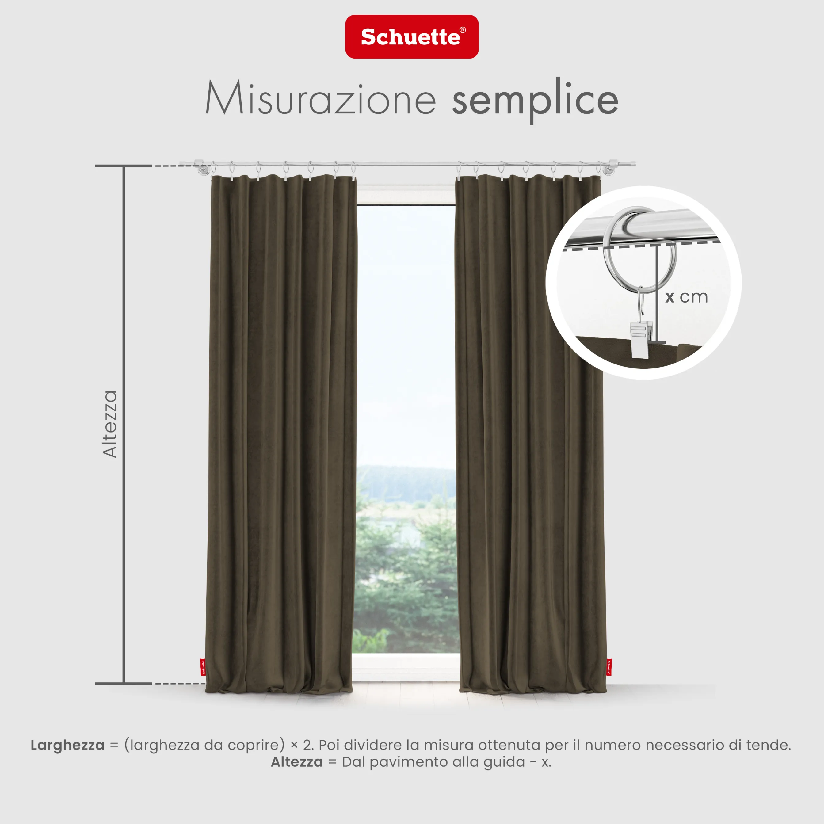 Schuette® Verdunkelungs-Vorhang Gardine mit Tunnelband nach Maß ● Millenium Velvet Kollektion: Bright Lead (Braun) ● 1 Stück ● Knitterfrei Pflegeleicht Thermo Blickdicht & stark Abdunkelnd