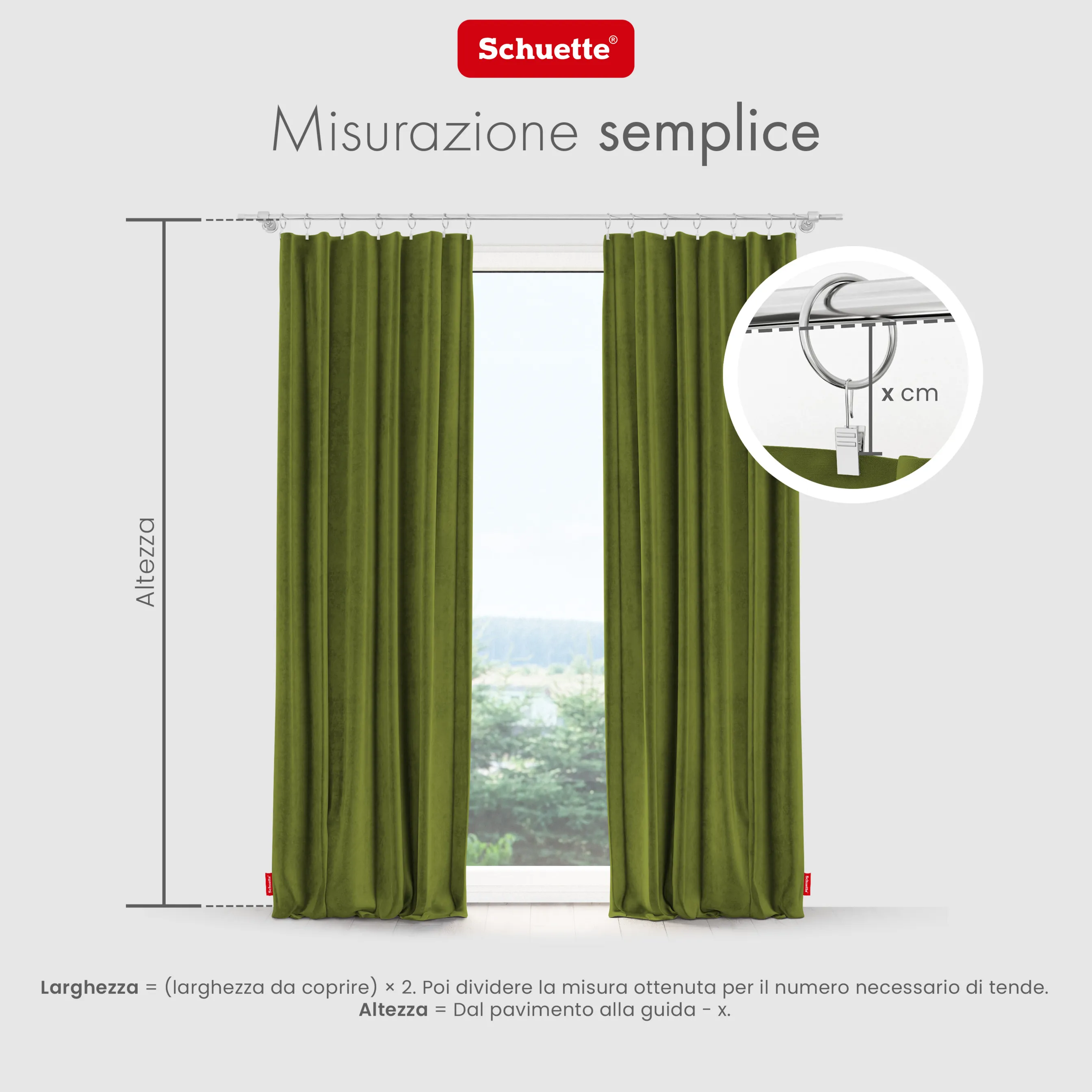 Schuette® Verdunkelungs-Vorhang Gardine mit Tunnelband nach Maß ● Millenium Velvet Kollektion: Olives Garden (Grün) ● 1 Stück ● Knitterfrei Pflegeleicht Thermo Blickdicht & stark Abdunkelnd