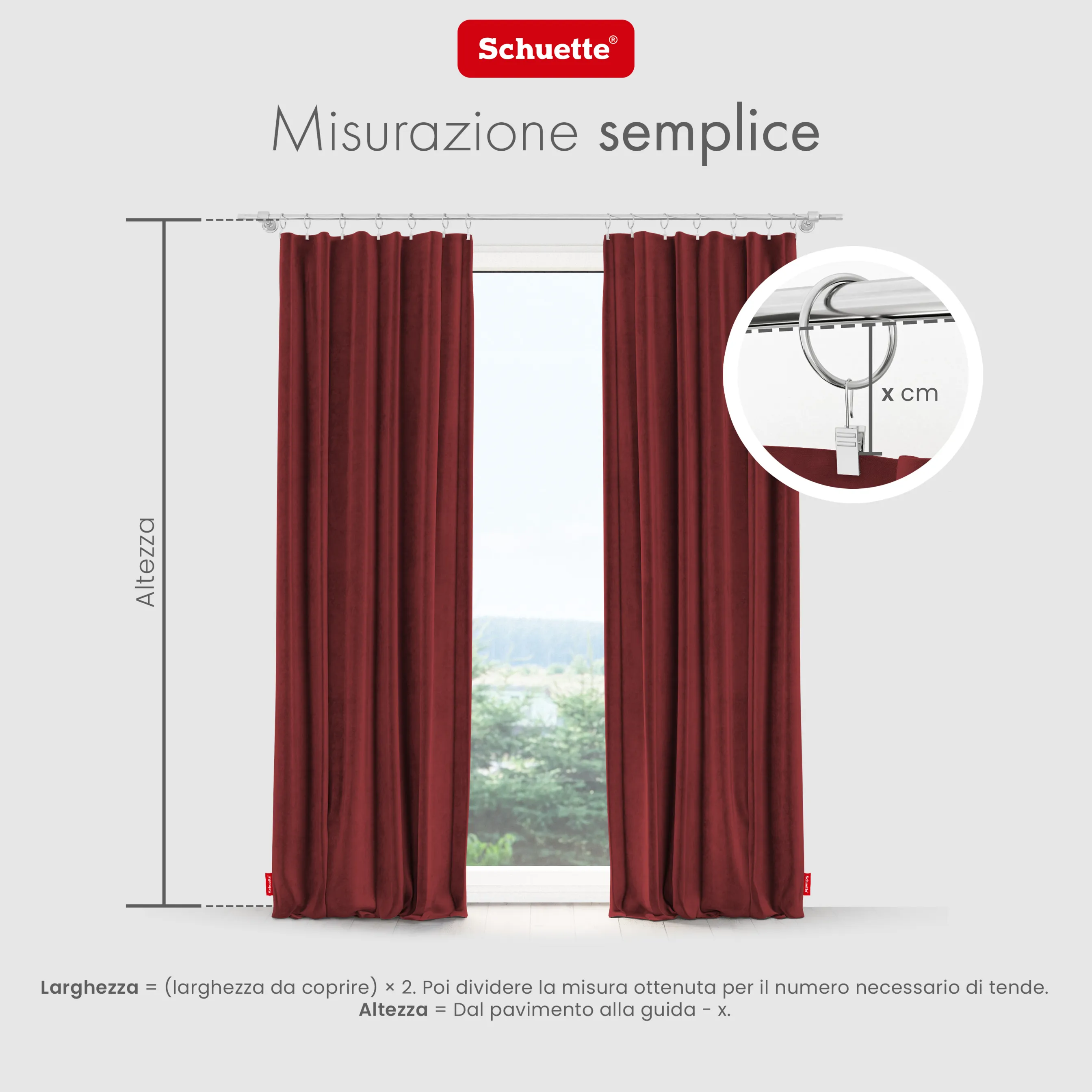 Schuette® Verdunkelungs-Vorhang Gardine mit Tunnelband nach Maß ● Millenium Velvet Kollektion: Carmine (Rot) ● 1 Stück ● Knitterfrei Pflegeleicht Thermo Blickdicht & stark Abdunkelnd