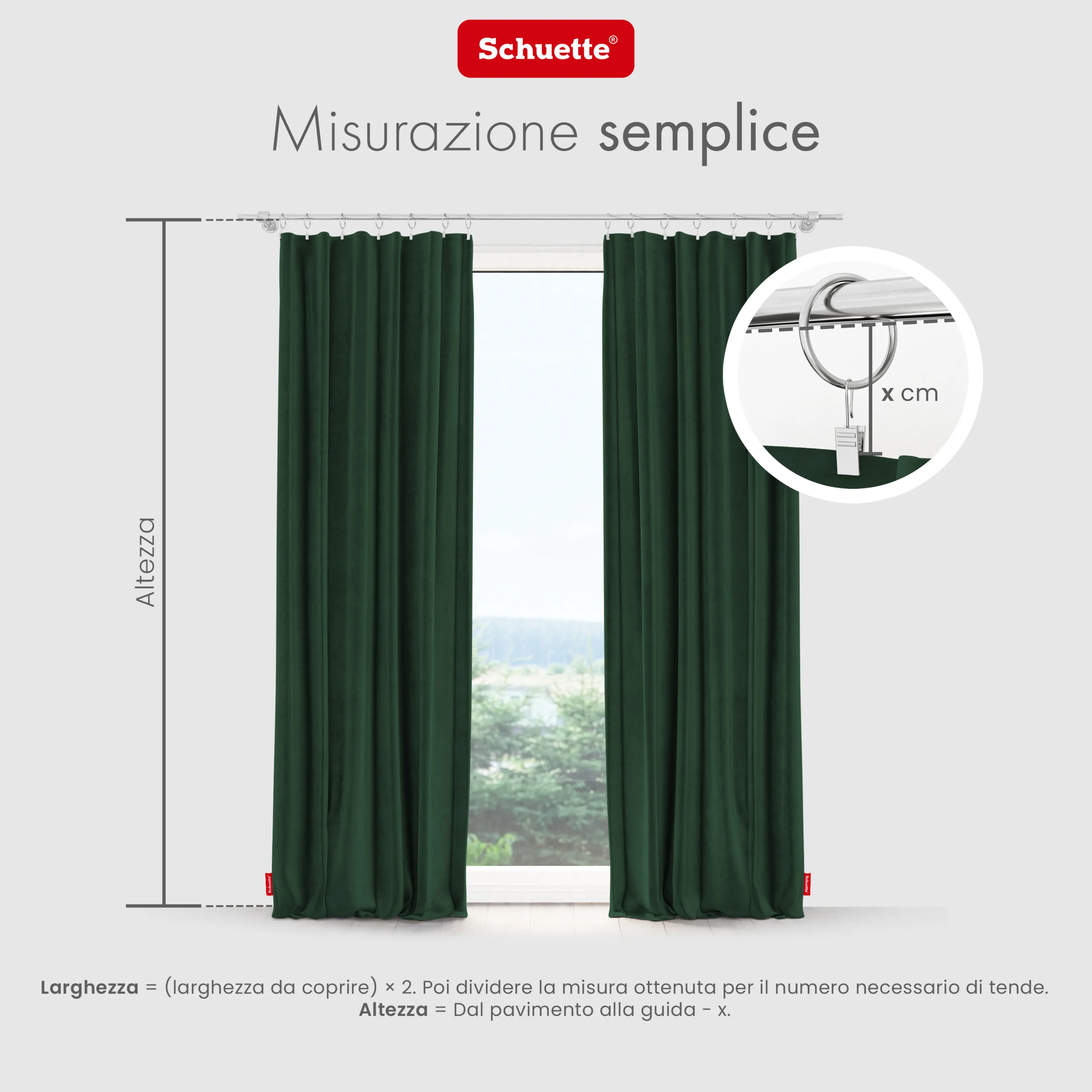 Schuette® Verdunkelungs-Vorhang Gardine mit Tunnelband nach Maß ● Millenium Velvet Kollektion: Dark Forest (Dunkelgrün) ● 1 Stück ● Knitterfrei Pflegeleicht Thermo Blickdicht & stark Abdunkelnd