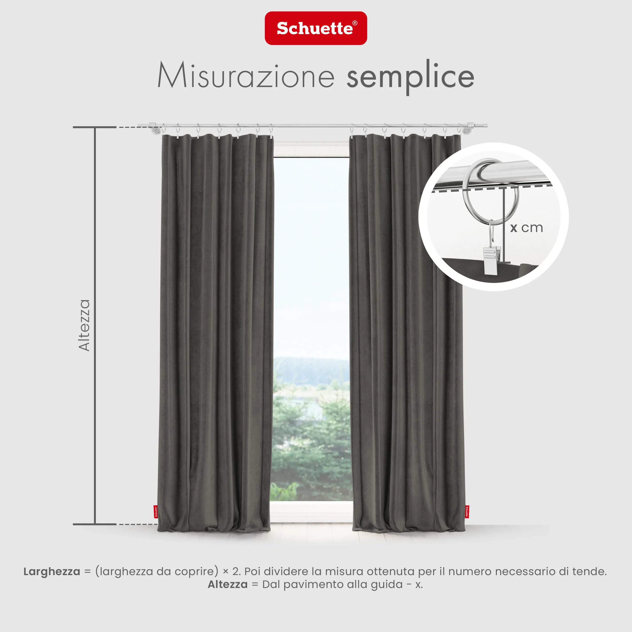 Schuette® Verdunkelungs-Vorhang Gardine mit Tunnelband nach Maß ● Millenium Velvet Kollektion: Great Wolf (Grau) ● 1 Stück ● Knitterfrei Pflegeleicht Thermo Blickdicht & stark Abdunkelnd