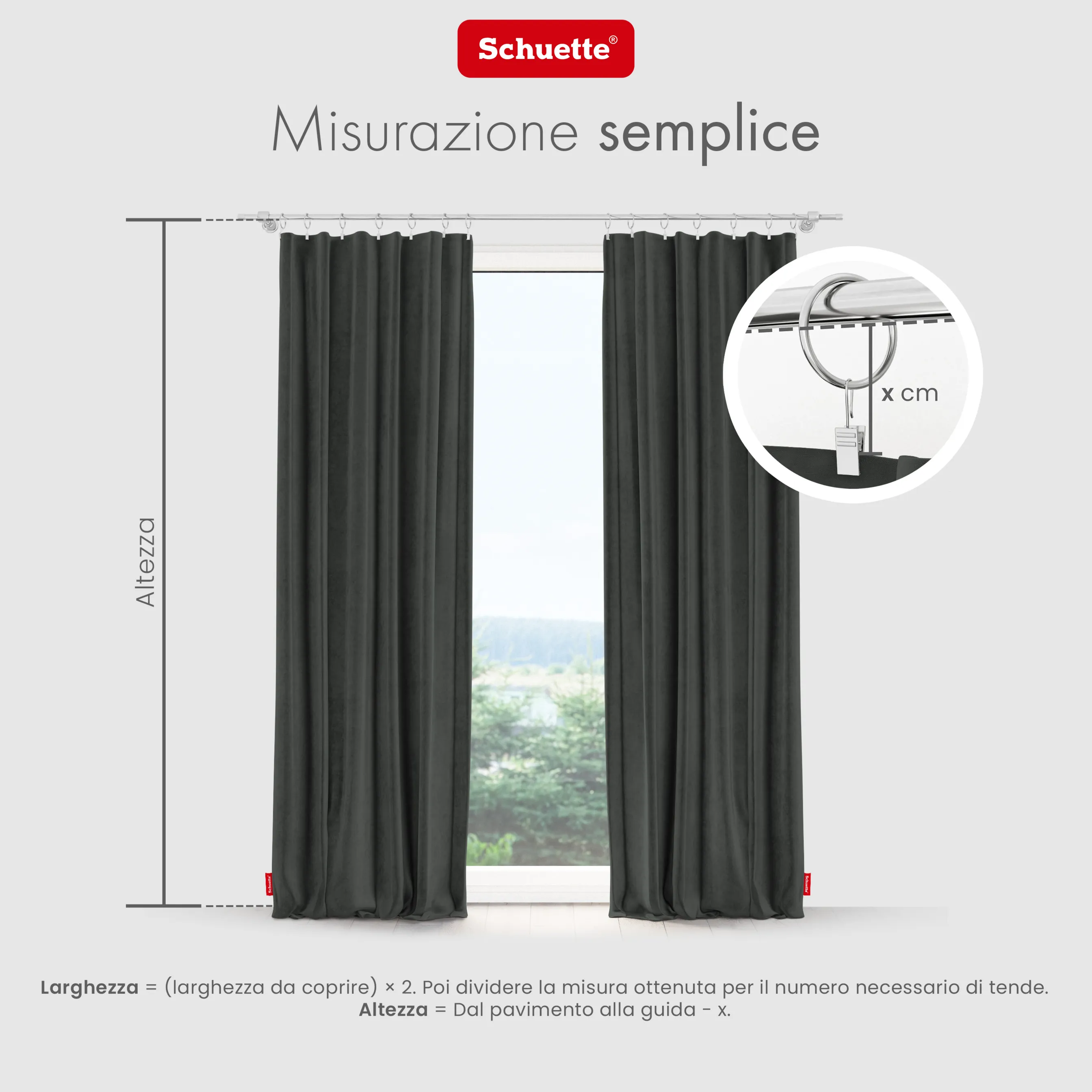 Schuette® Verdunkelungs-Vorhang Gardine mit Tunnelband nach Maß ● Millenium Velvet Kollektion: Dark Shadow (Grau) ● 1 Stück ● Knitterfrei Pflegeleicht Thermo Blickdicht & stark Abdunkelnd