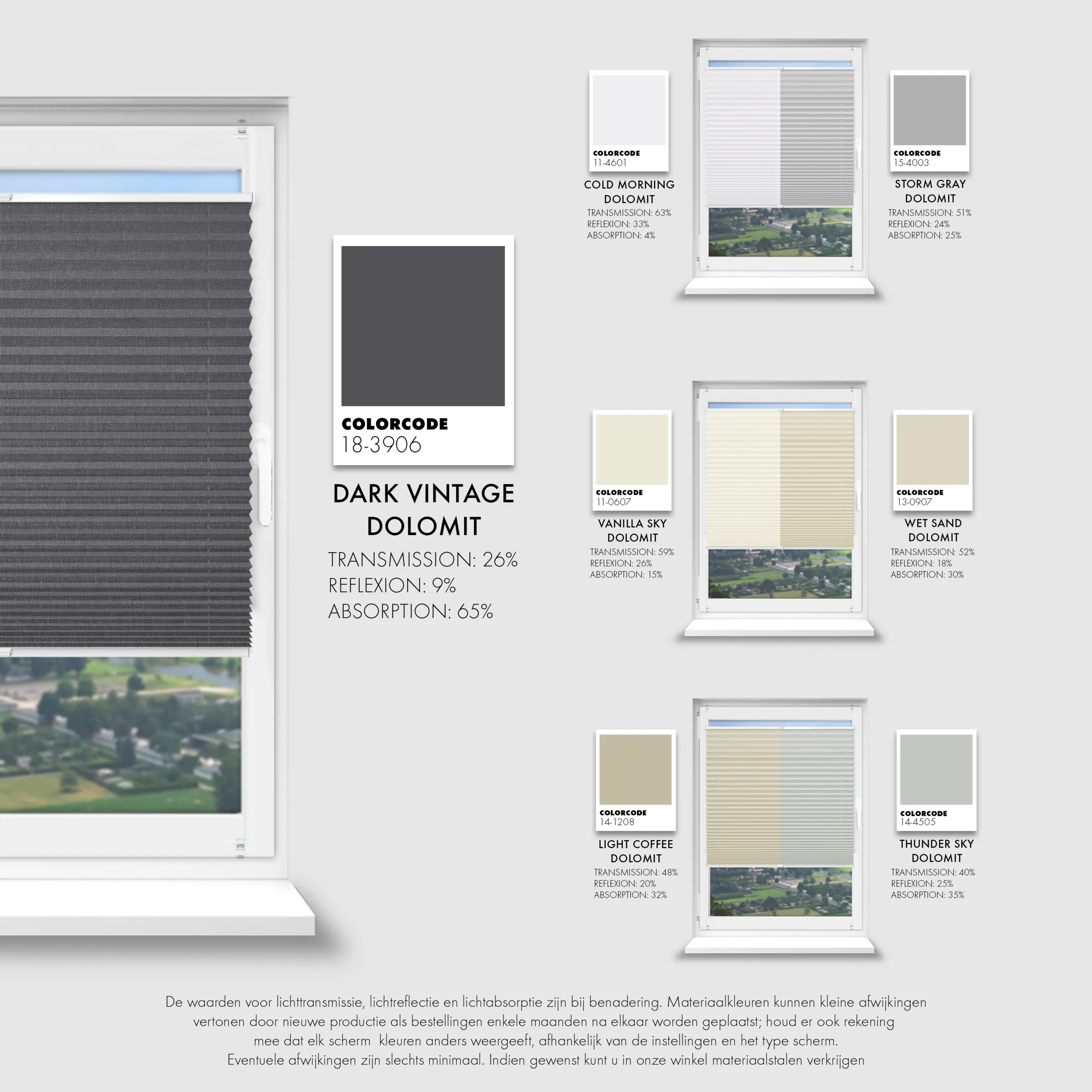 Schuette® Dachfenster Plissee nach Maß • Dolomite Kollektion: Cold Morning (Grau) • Profilfarbe: Walnuss