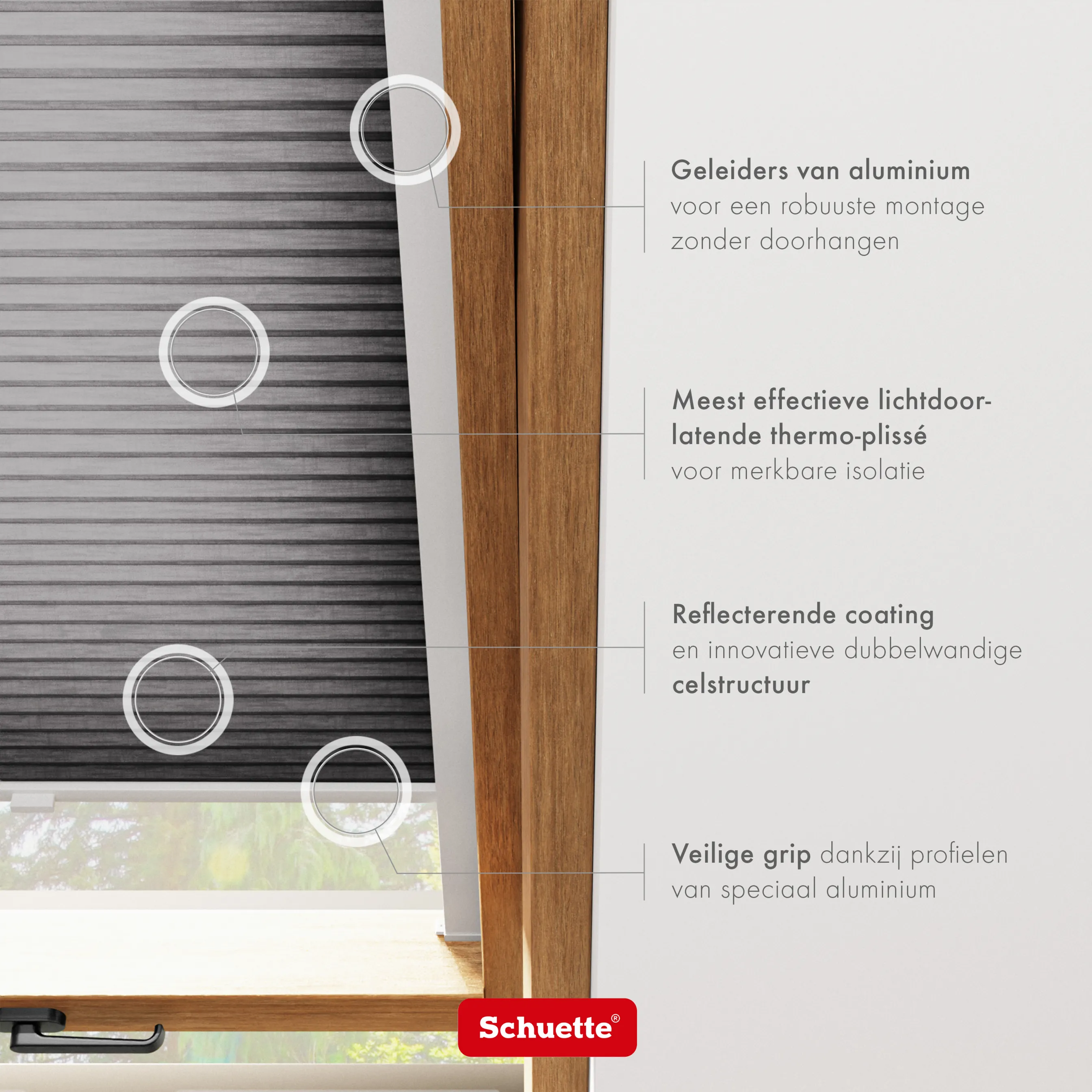 Schuette® Dachfenster Wabenplissee nach Maß • Thermo x Honey Kollektion: Midnight Snack (Schwarz) • Profilfarbe: Silber