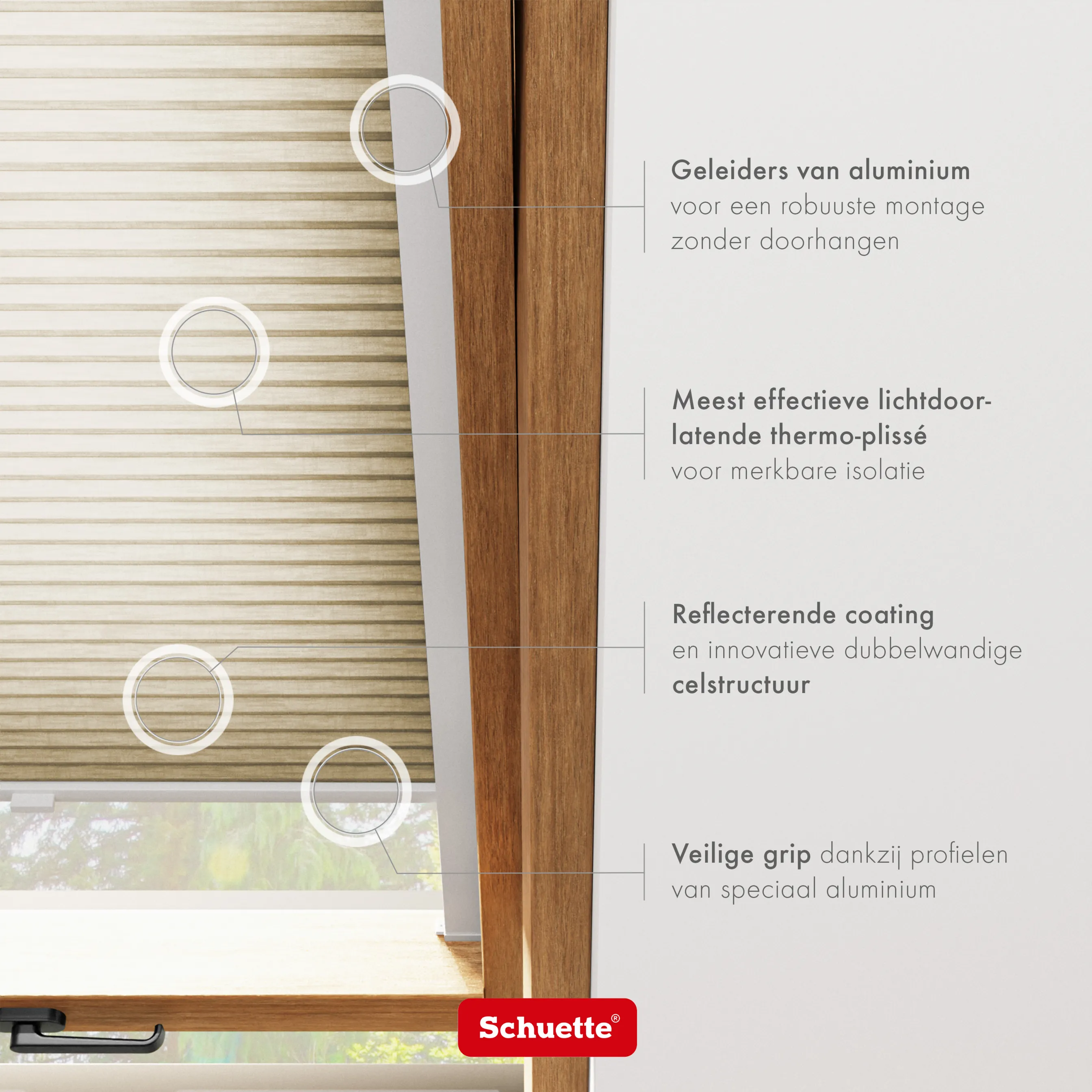 Schuette® Dachfenster Wabenplissee nach Maß • Thermo x Honey Kollektion: Latte Mood (Sandbeige) • Profilfarbe: Walnuss