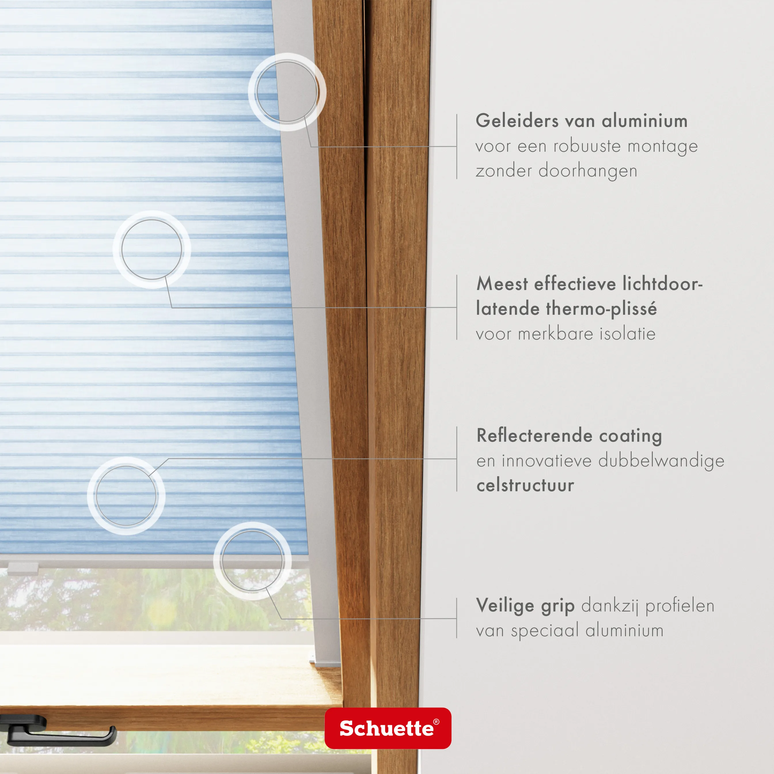Schuette® Dachfenster Wabenplissee nach Maß • Thermo x Honey Kollektion: Ice Pop (Hellblau) • Profilfarbe: Braun