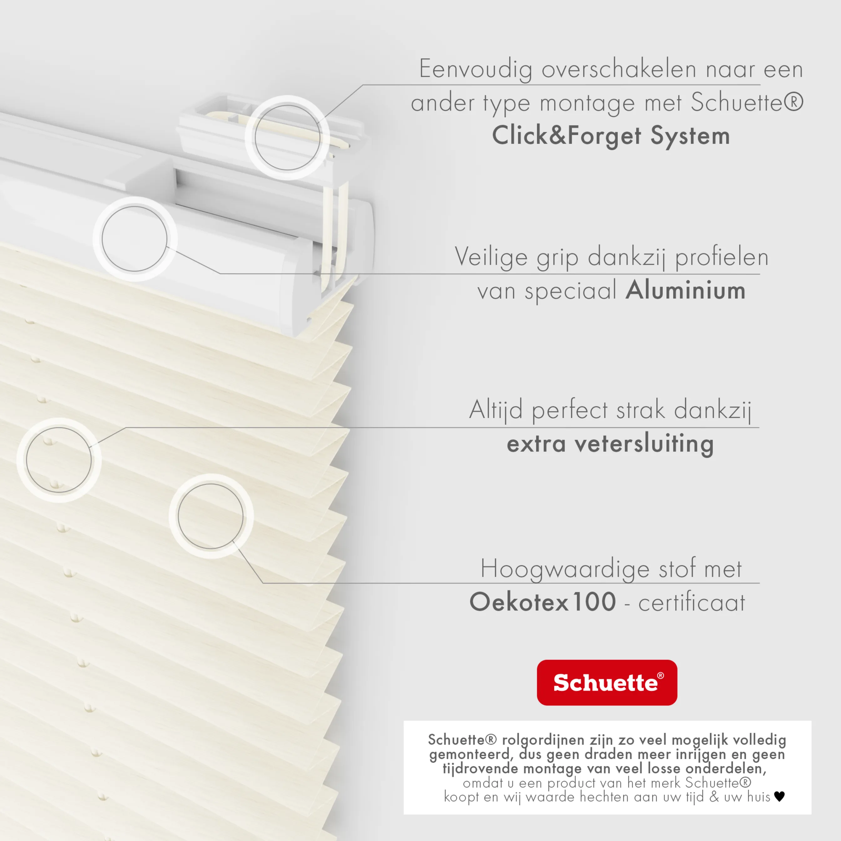 Schuette® Plissee mit Bohren nach Maß • Suprafix "Double 2in1" Schraub- & Klemmhalter • Dolomite Kollektion: Vanilla Sky (Beige) • Profilfarbe: Braun