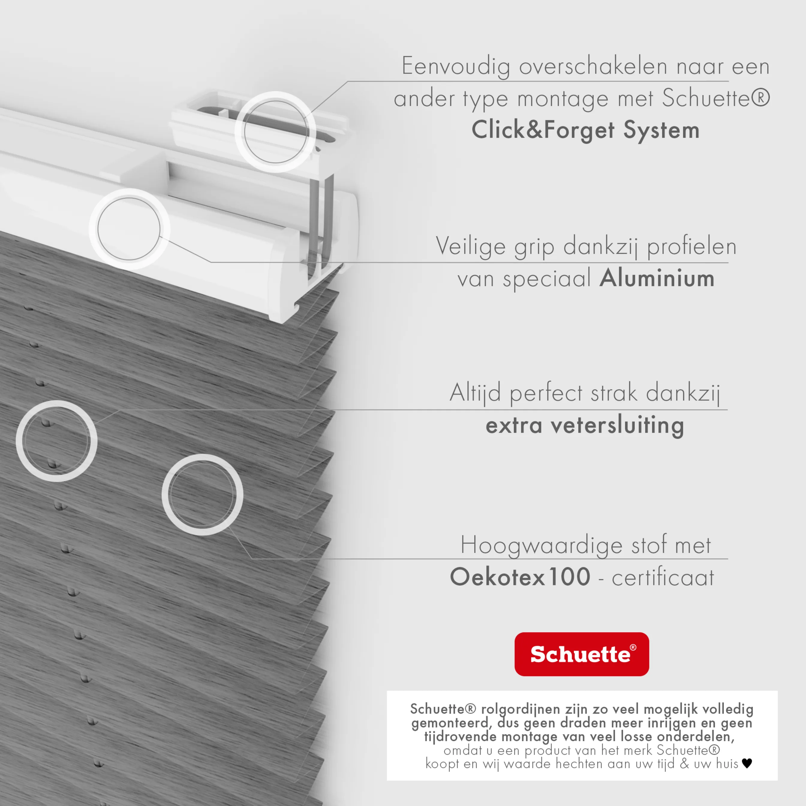 Schuette® Plissee mit Bohren nach Maß • Suprafix "Double 2in1" Schraub- & Klemmhalter • Dolomite Kollektion: Dark Vintage (Grau) • Profilfarbe: Silber