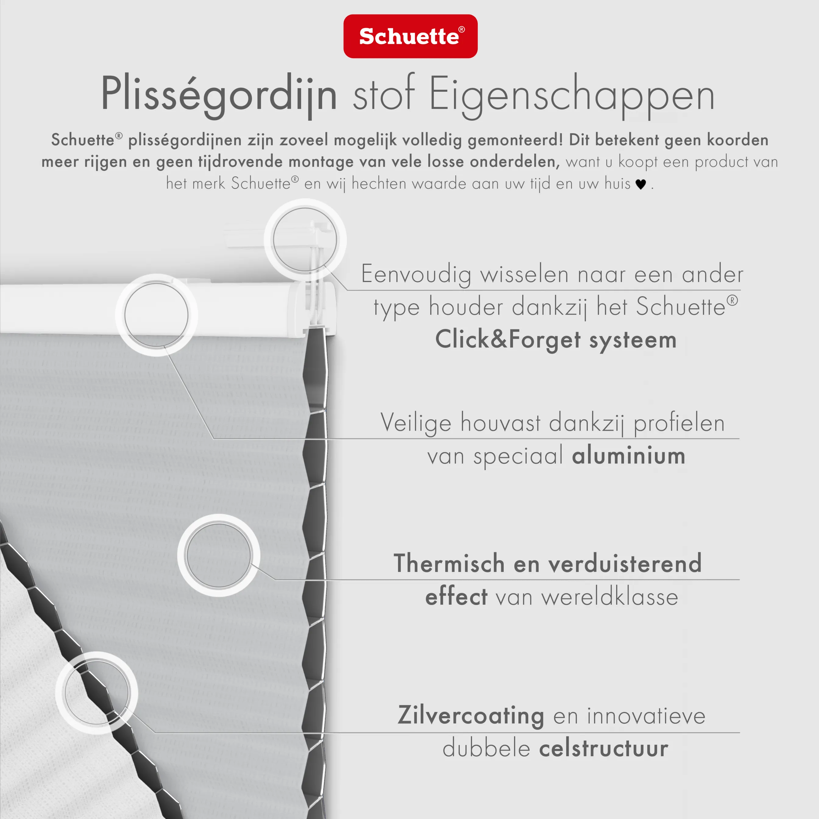 Schuette® Wabenplissee ohne Bohren nach Maß • Suprafix Klemmhalter “Incognito X" • Honey Kollektion: Skyfall (Hellgrau) • Profilfarbe: Eiche