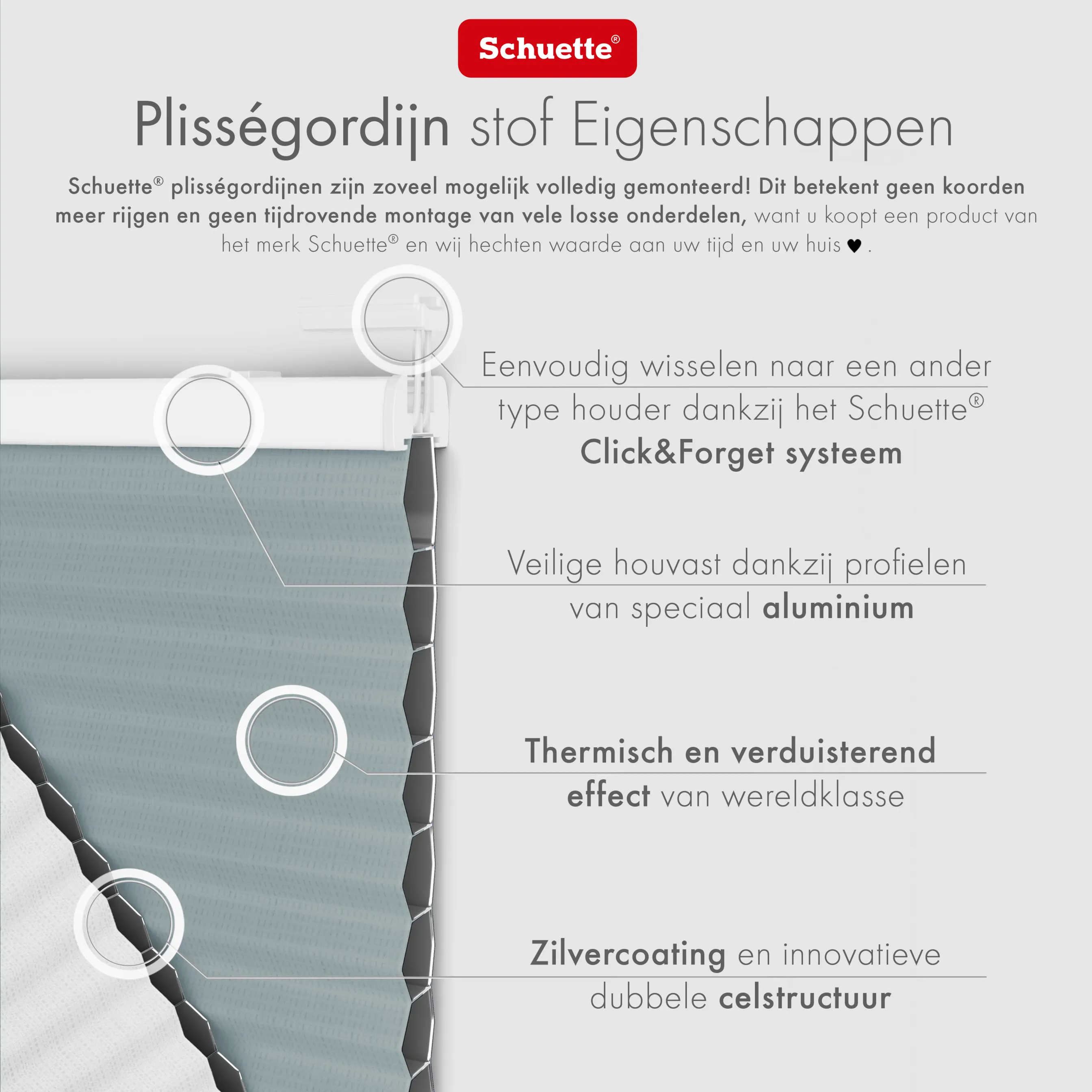 Schuette® Wabenplissee ohne Bohren nach Maß • Suprafix Klemmhalter “Incognito X" • Honey Kollektion: Cloud Nine (Pastellblau) • Profilfarbe: Anthrazit