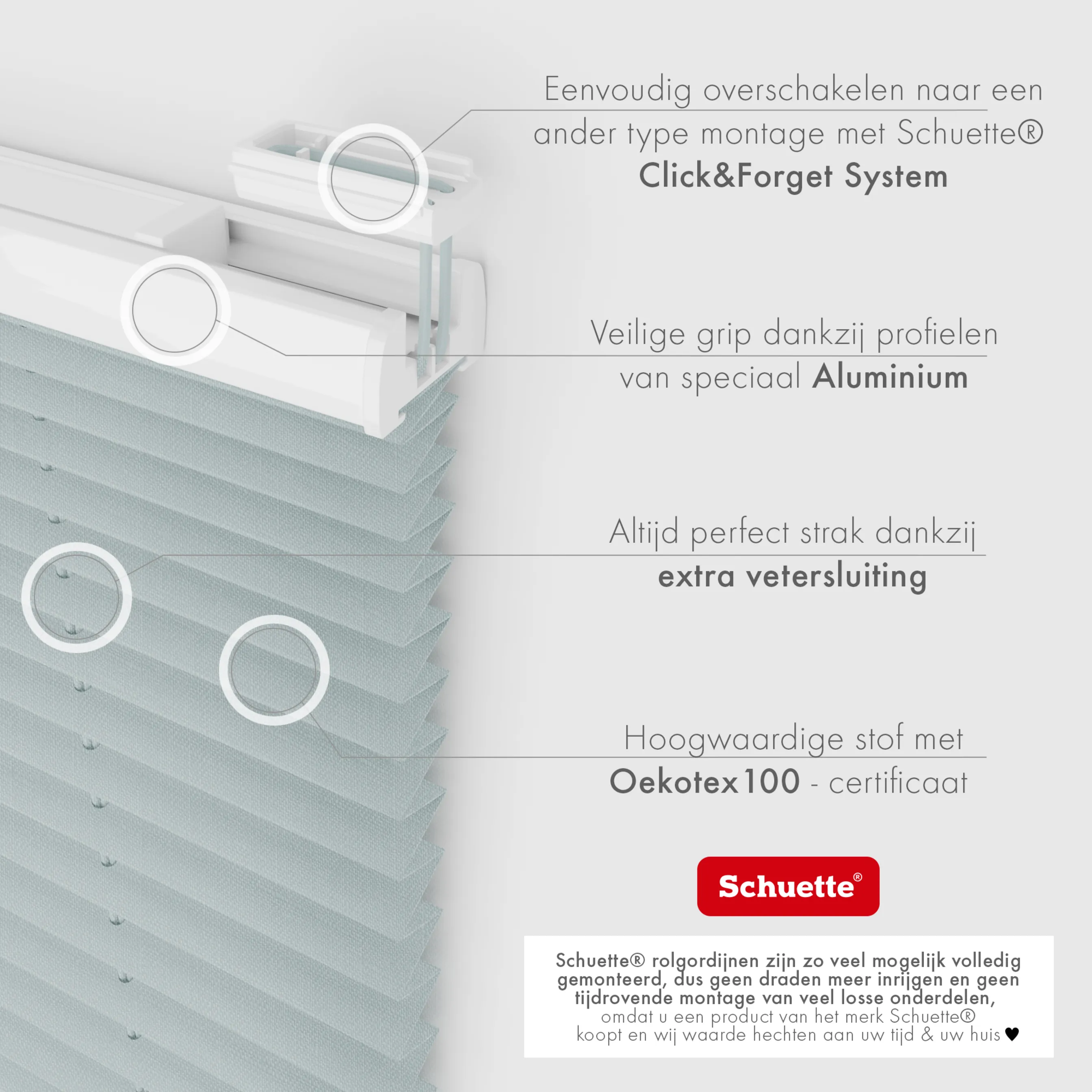 Schuette® Plissee mit Bohren nach Maß • Suprafix "Double 2in1" Schraub- & Klemmhalter • Melange Kollektion: On The Road (Grau) • Profilfarbe: Anthrazit