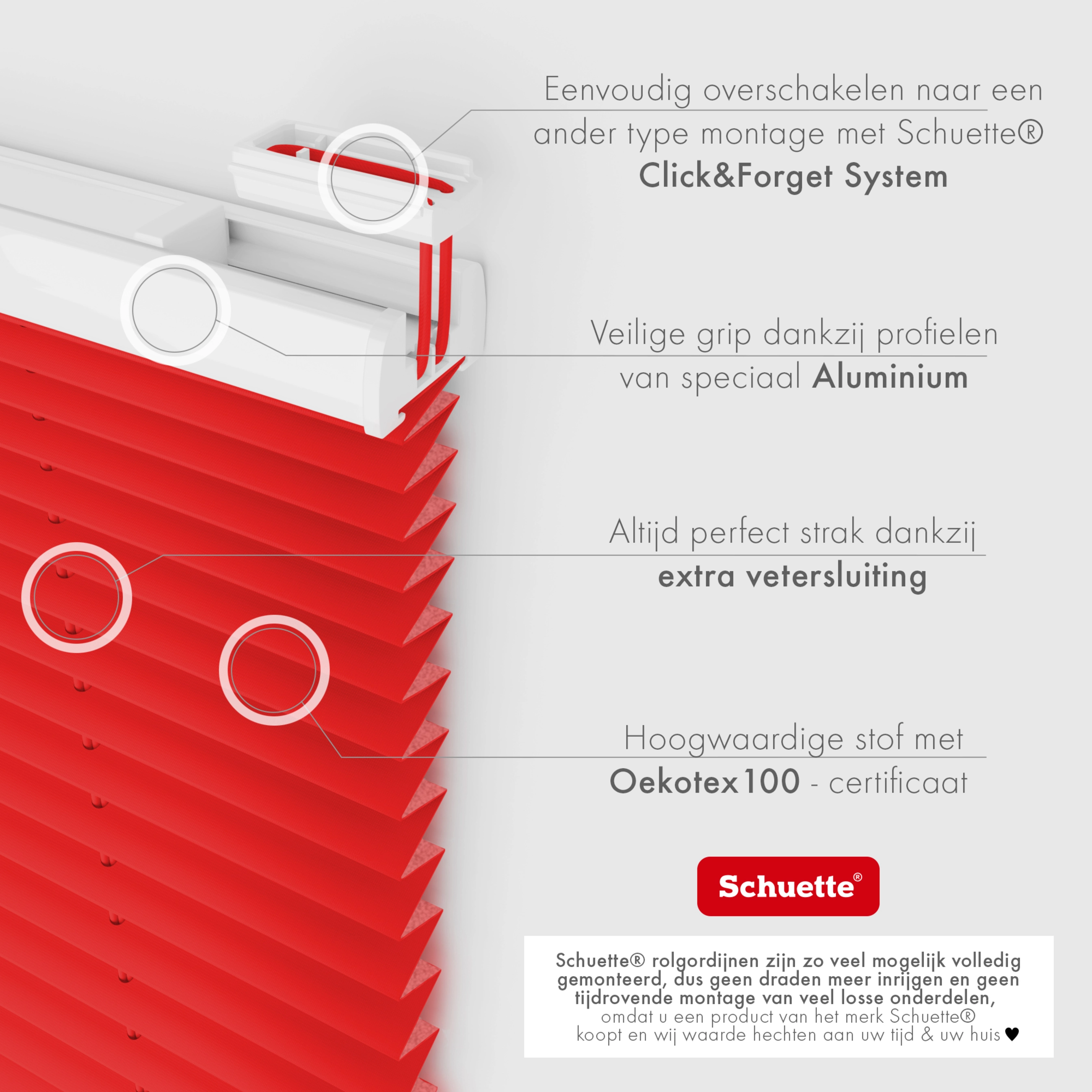 Schuette® Dachfenster Plissee nach Maß • Thermo Kollektion: Cherry Charm (Rot) • Profilfarbe: Weiß