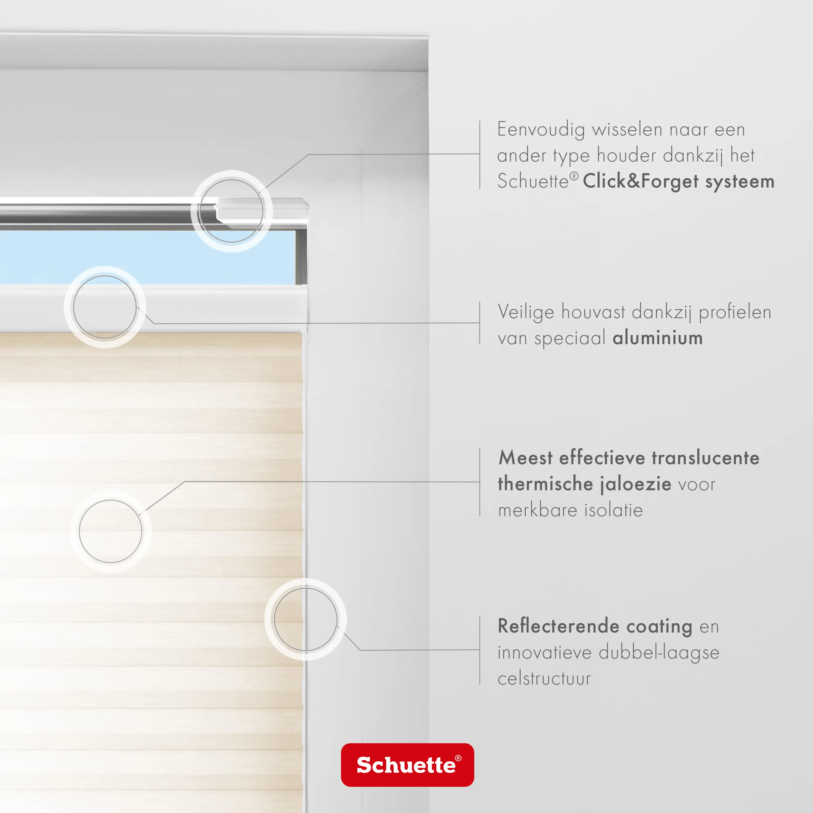 Schuette® Wabenplissee ohne Bohren nach Maß • Klebehalter & Schraubhalter 2in1 Set "Letsbond" • Thermo x Honey Kollektion: Tahini cream (Creme) • Profilfarbe: Silber