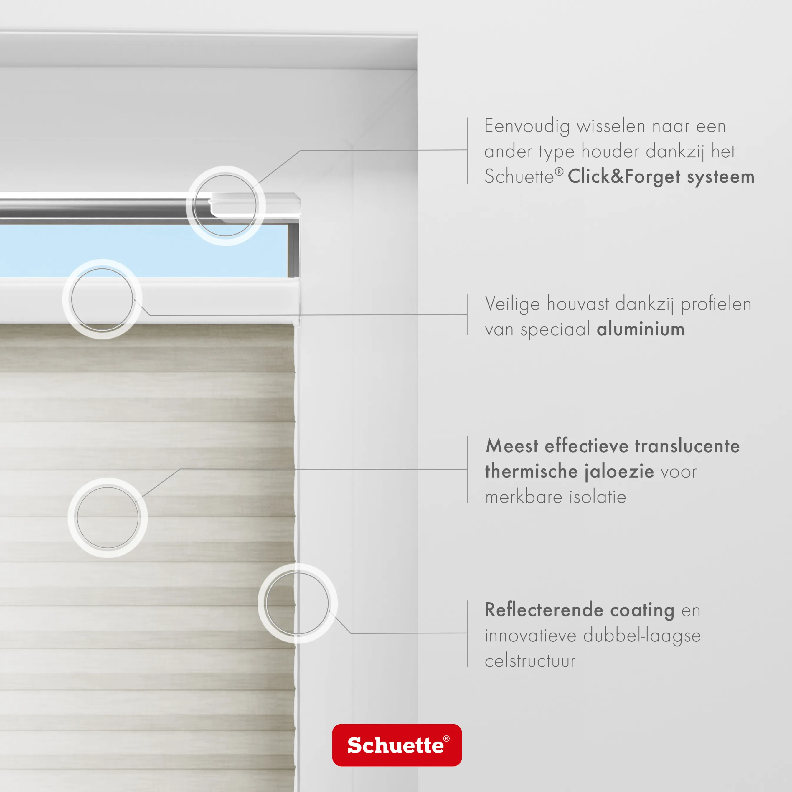 Schuette® Wabenplissee ohne Bohren nach Maß • Klebehalter & Schraubhalter 2in1 Set "Letsbond" Transparent • Thermo x Honey Kollektion: Chia Later! (Grau) • Profilfarbe: Silber