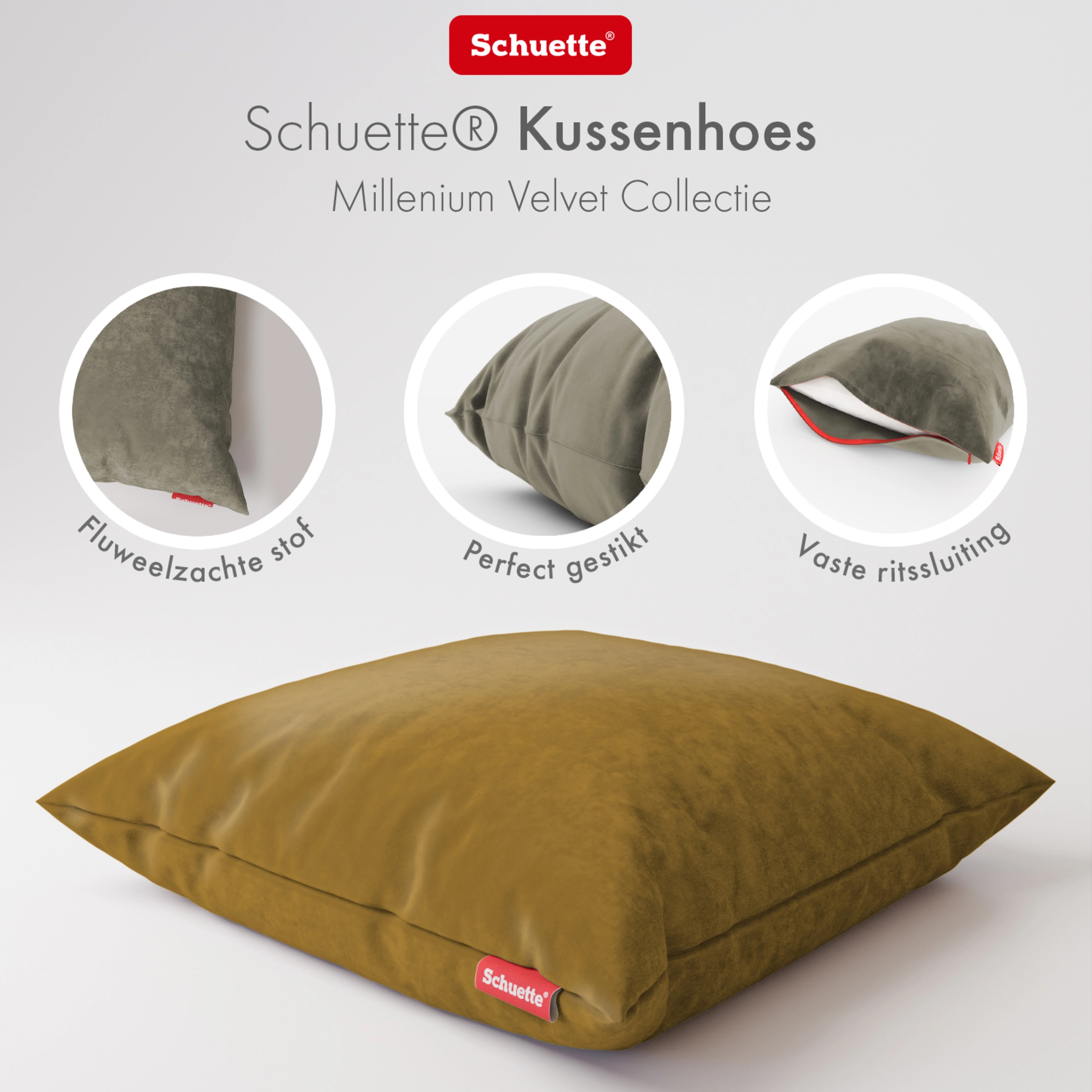 Schuette® Dekorativer Kissenbezug aus Samt mit verdecktem Reißverschluss • Millenium Velvet Kollektion: Butterscotch (Yellow) • Knitterfrei • Kuschelweich