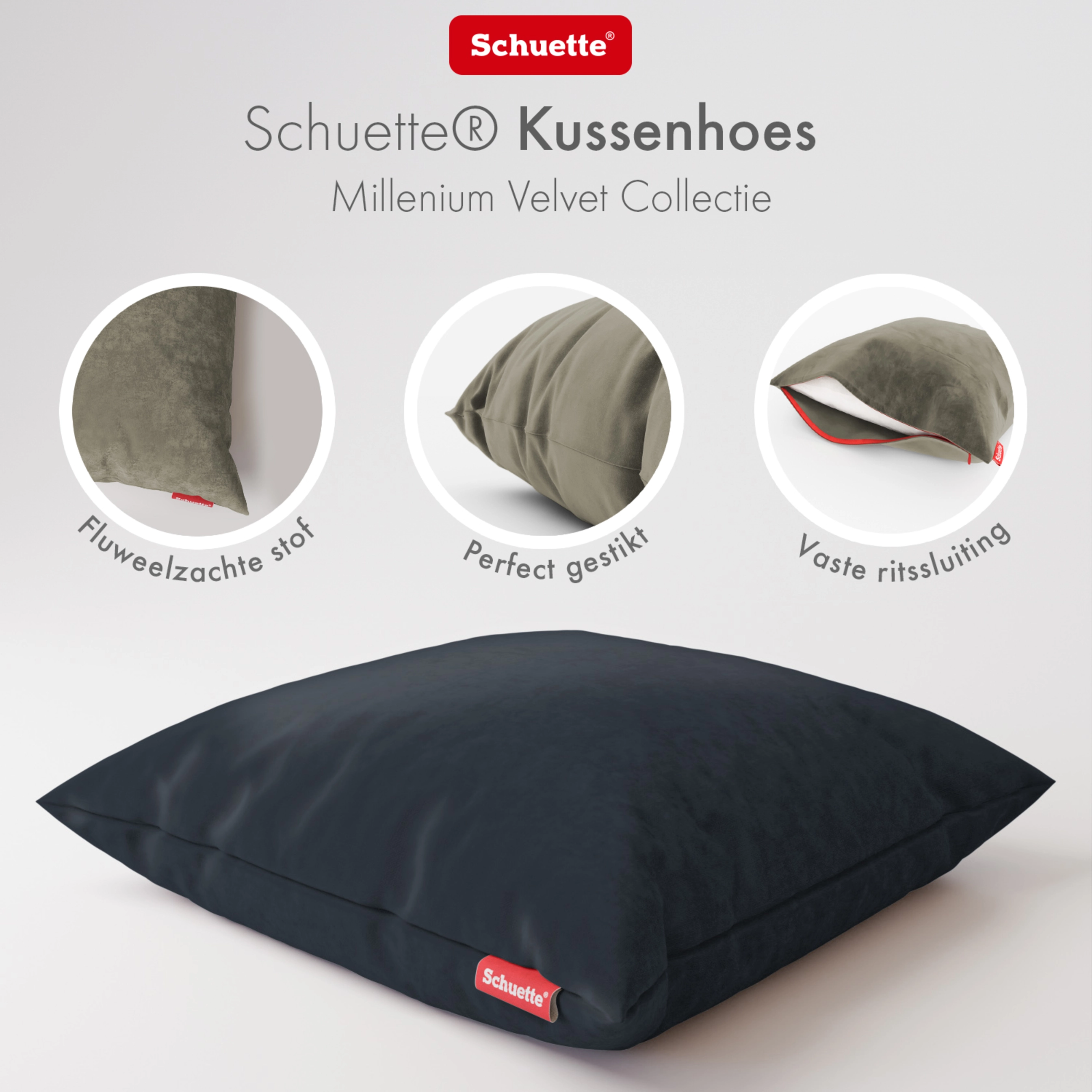 Schuette® Dekorativer Kissenbezug aus Samt mit verdecktem Reißverschluss • Millenium Velvet Kollektion: Anchor (Blue) • Knitterfrei • Kuschelweich