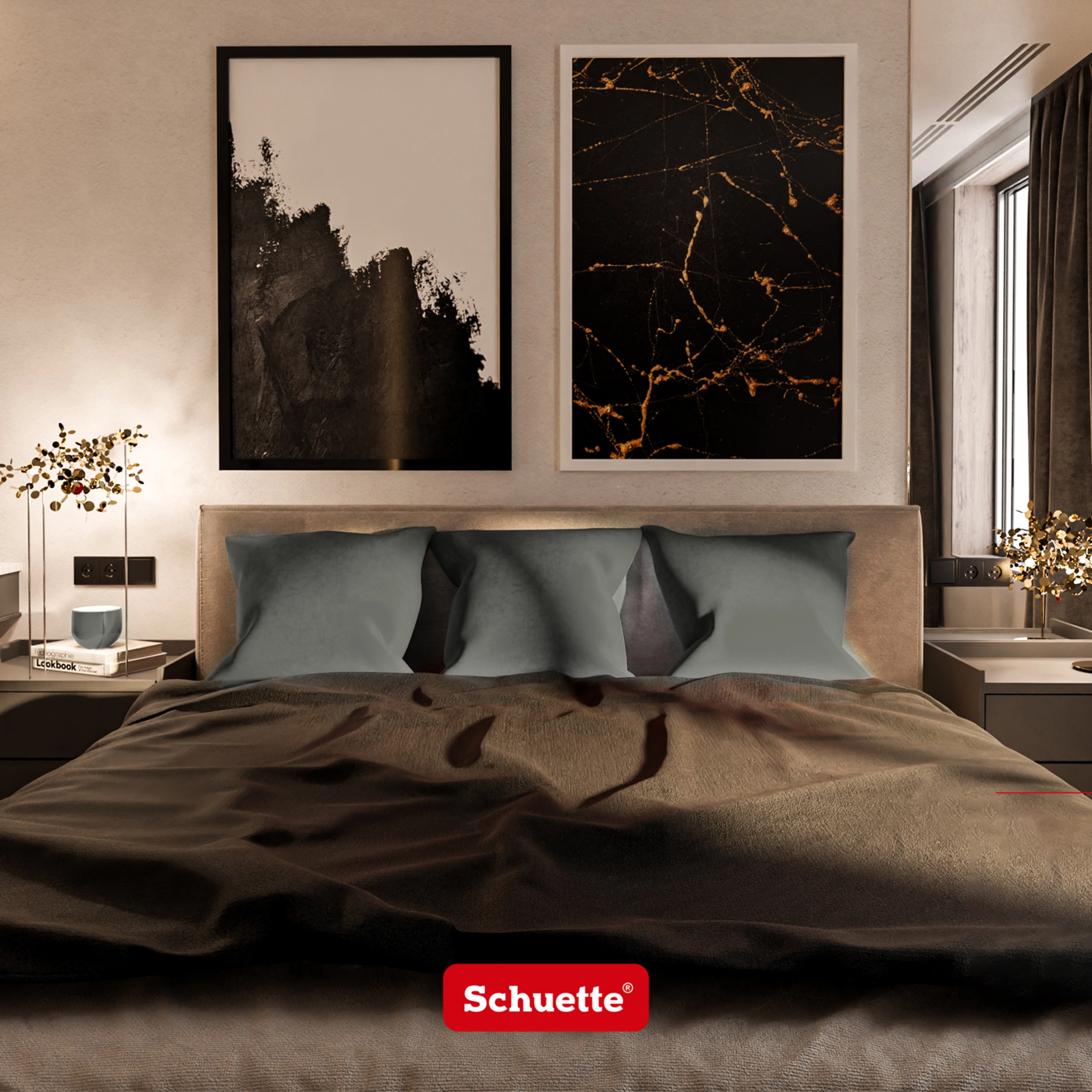 Schuette® Dekorativer Kissenbezug aus Samt mit verdecktem Reißverschluss • Millenium Velvet Kollektion: Umber Gray (Gray) • Knitterfrei • Kuschelweich