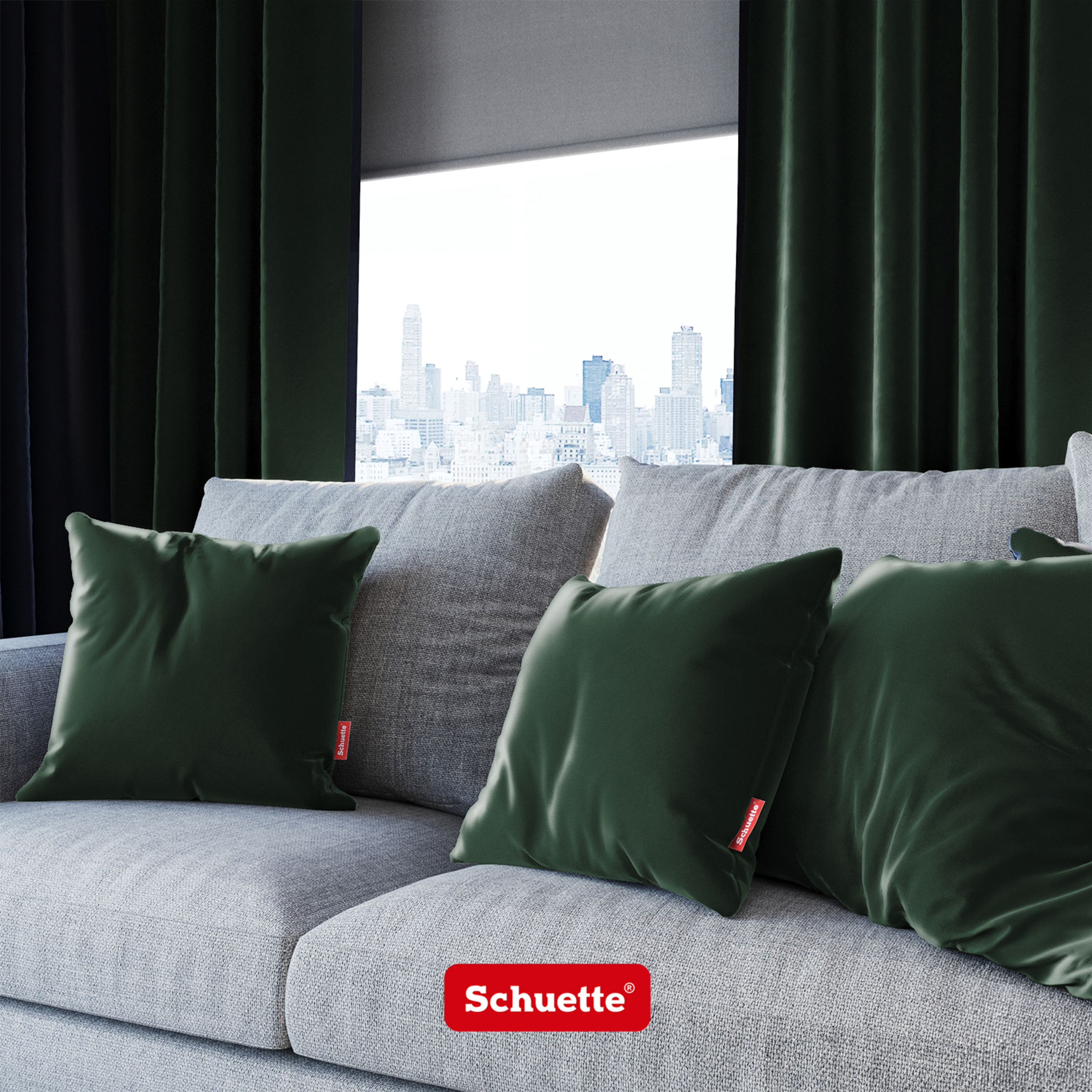 Schuette® Dekorativer Kissenbezug aus Samt mit verdecktem Reißverschluss • Millenium Velvet Kollektion: Dark Forest (Dark Green) • 1 Stück • Knitterfrei • Kuschelweich