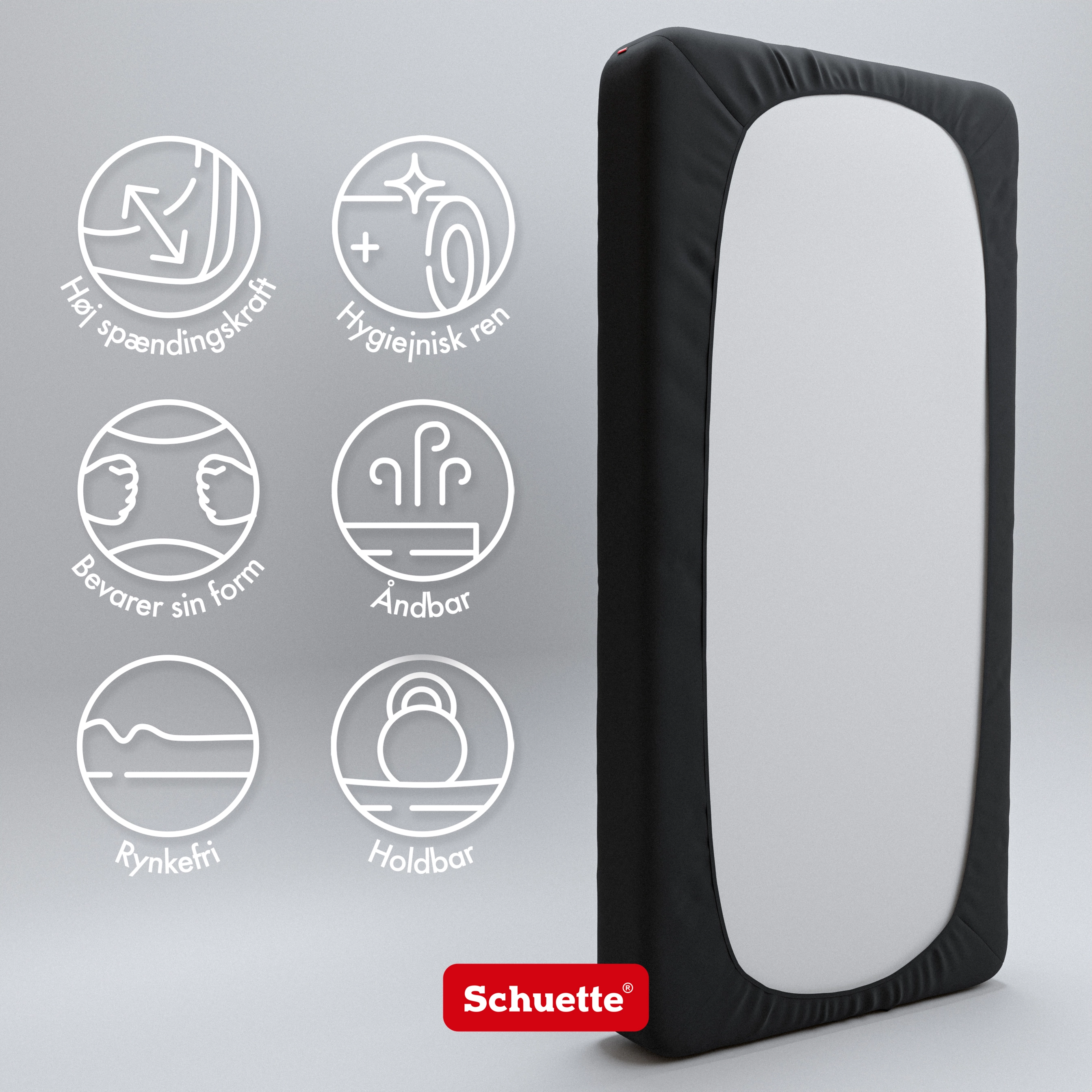 Schuette® Spannbettlaken • 100 x 200 • Wow! Kollektion: Beyond Black (Schwarz) • 100% Superfluff Baumwolle, Blickdicht, Faltenfrei • mit Rundumgummi • Matratzenhöhe bis 40 cm