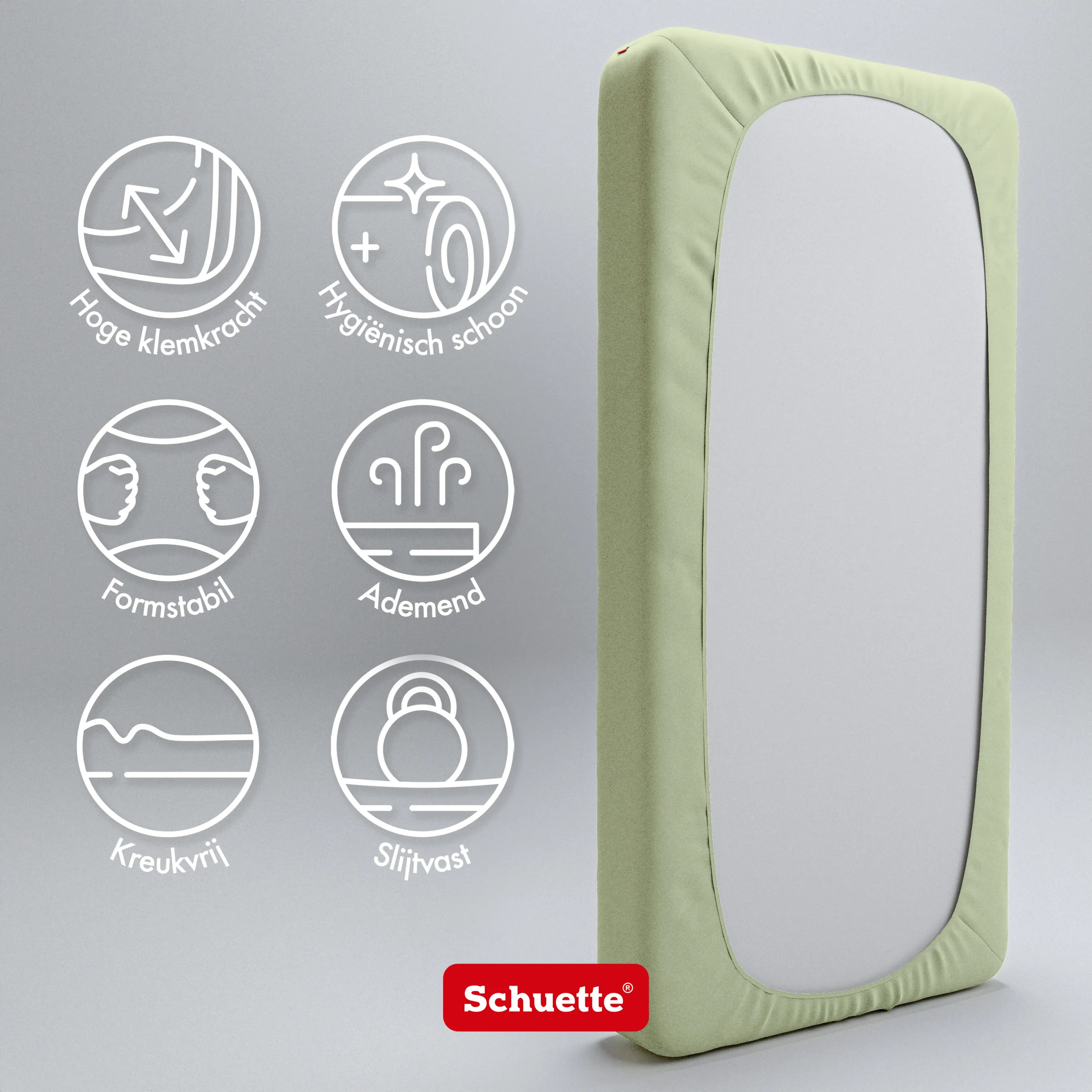 Schuette® Spannbettlaken • 100 x 200 • Wow! Kollektion: Pistachio Scoop (Pastellgrün) • 100% Superfluff Baumwolle, Blickdicht, Faltenfrei • mit Rundumgummi • Matratzenhöhe bis 35 cm