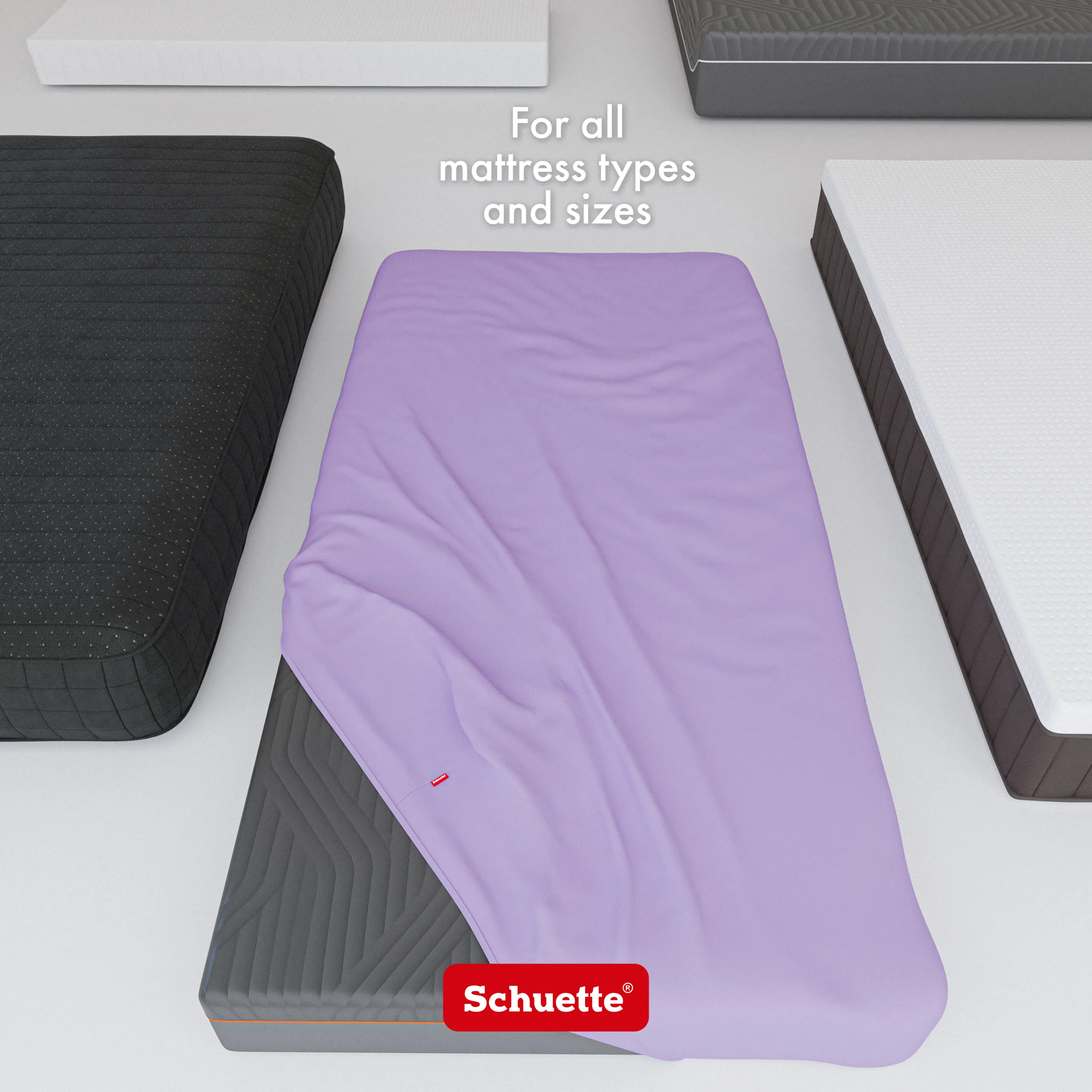 Schuette® Spannbettlaken • 200 x 200 • Wow! Kollektion: Violette (Hellviolett) • 100% Superfluff Baumwolle, Blickdicht, Faltenfrei • mit Rundumgummi • Matratzenhöhe bis 40 cm