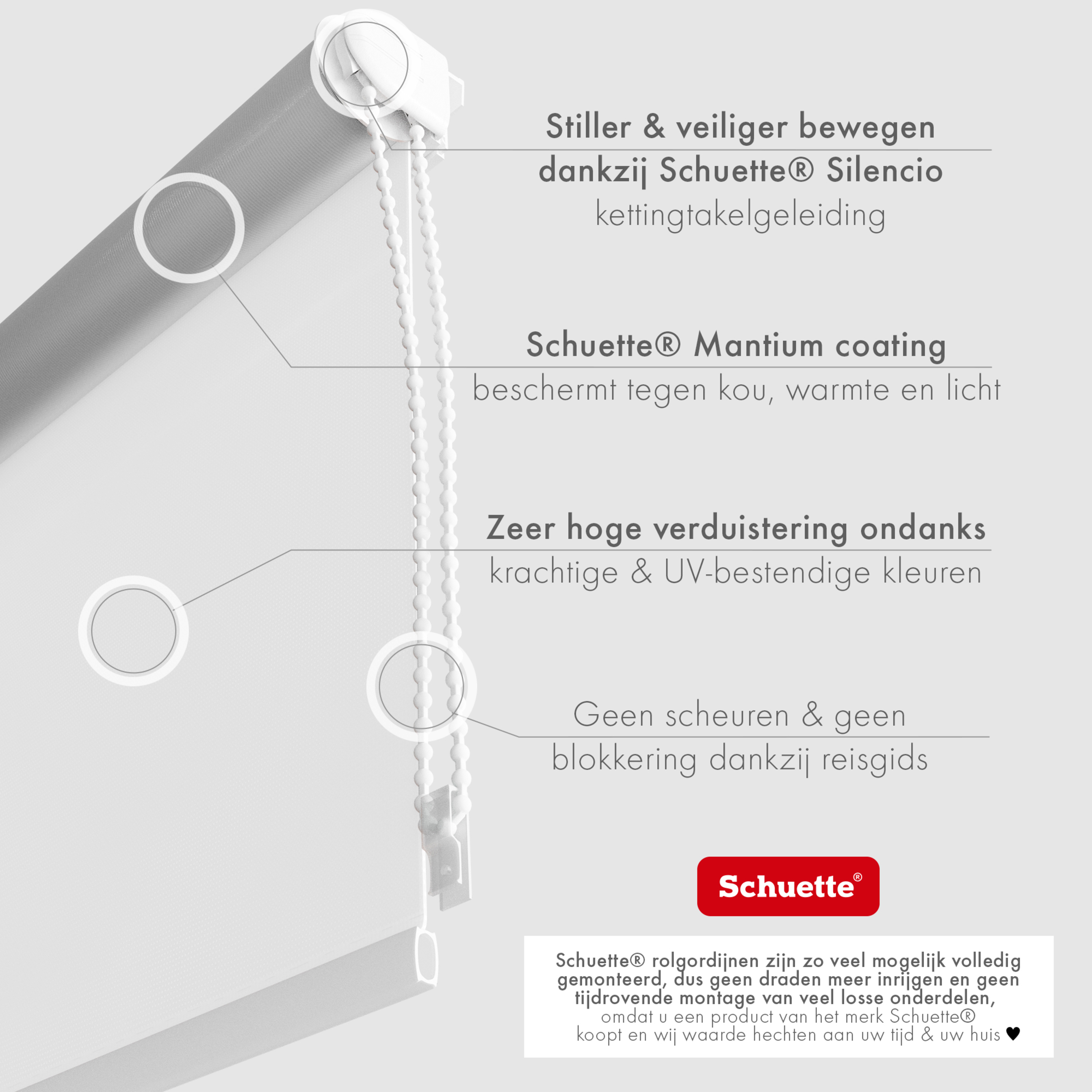 Schuette® Verdunkelungsrollo ohne Bohren & mit Bohren 2in1 nach Maß ● Kollektion Thermo Blackout: Snowflake (Weiß) ● Profilfarbe: Braun