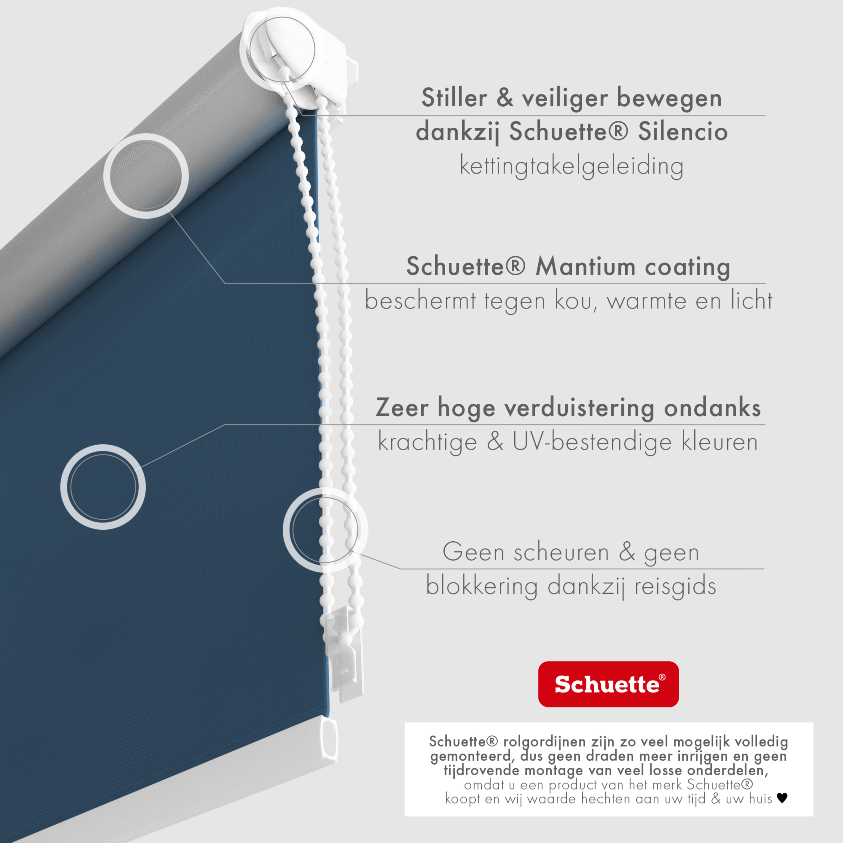 Schuette® Verdunkelungsrollo ohne Bohren & mit Bohren 2in1 nach Maß ● Kollektion Thermo Blackout: Navy Blue (Blau) ● Profilfarbe: Weiß