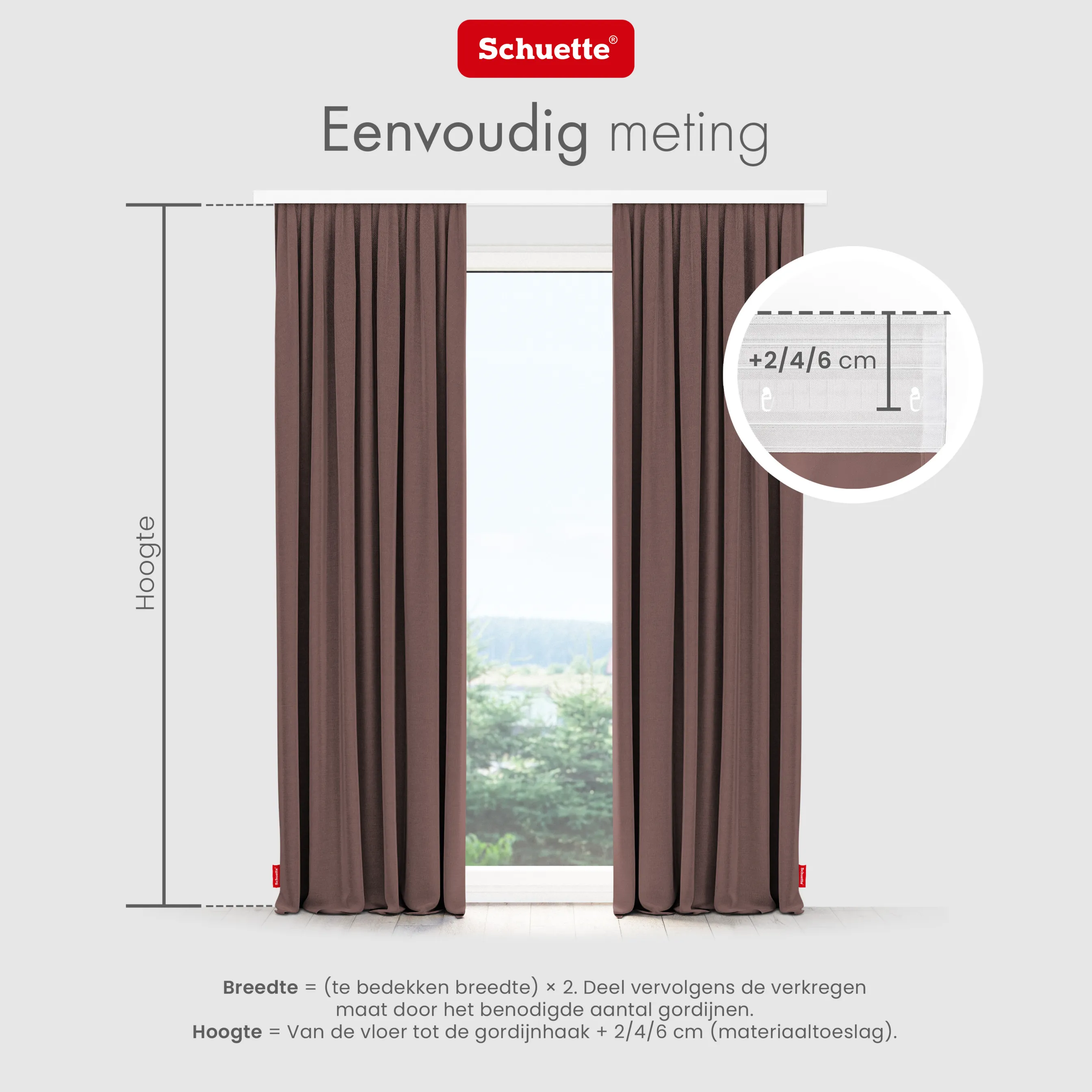 Schuette® Verdunkelungs-Vorhang Gardine mit Tunnelband nach Maß ● Century Black Kollektion: Deep Walnut (Braun) ● 1 Stück ● Knitterfrei Pflegeleicht Thermo Blickdicht & stark Abdunkelnd