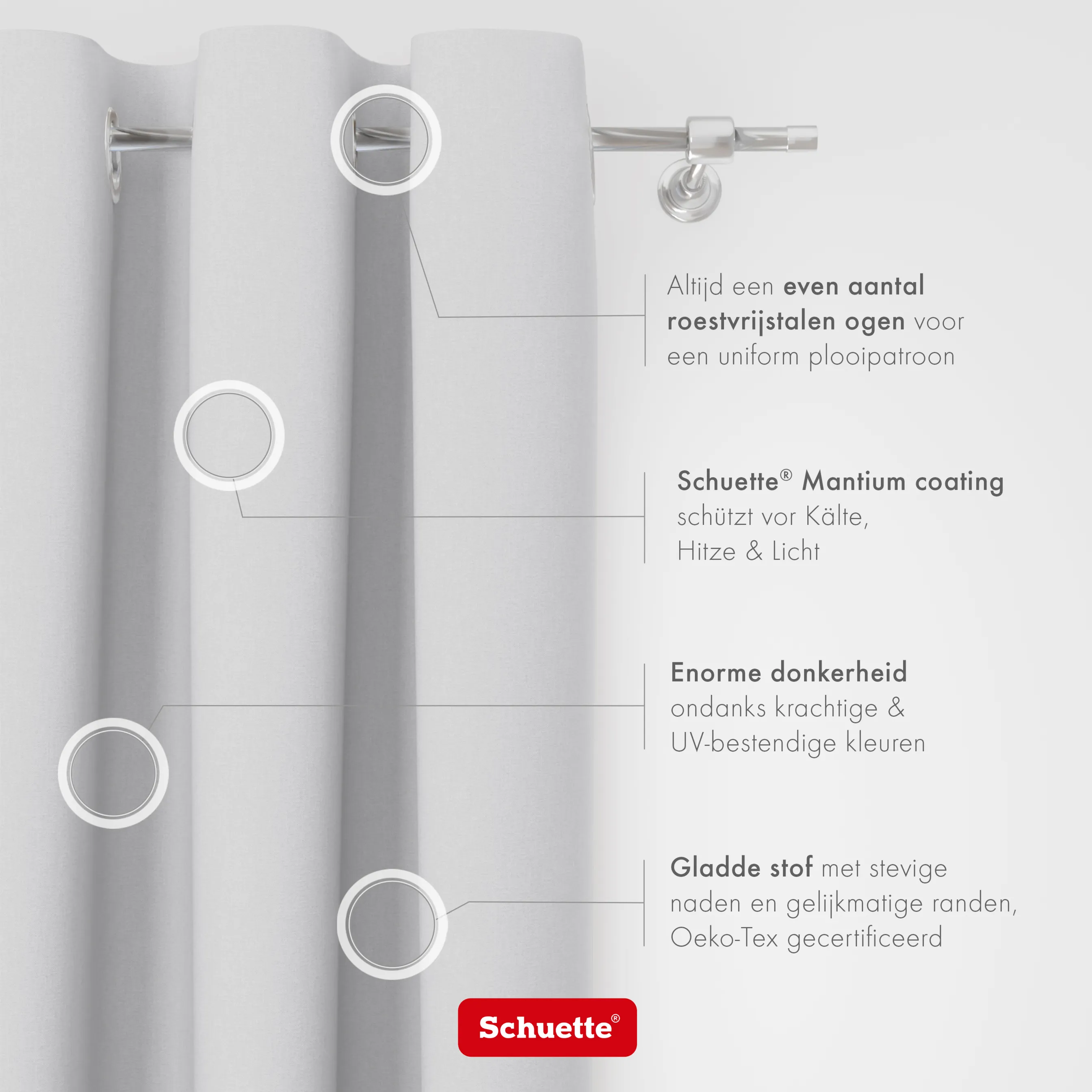 Schuette® Verdunkelungs-Vorhang Gardine mit Ösen nach Maß ● Century Black Kollektion: Misty White (Weiß-Grau) ● 1 Stück ● Knitterfrei Pflegeleicht Thermo Blickdicht & stark Abdunkelnd