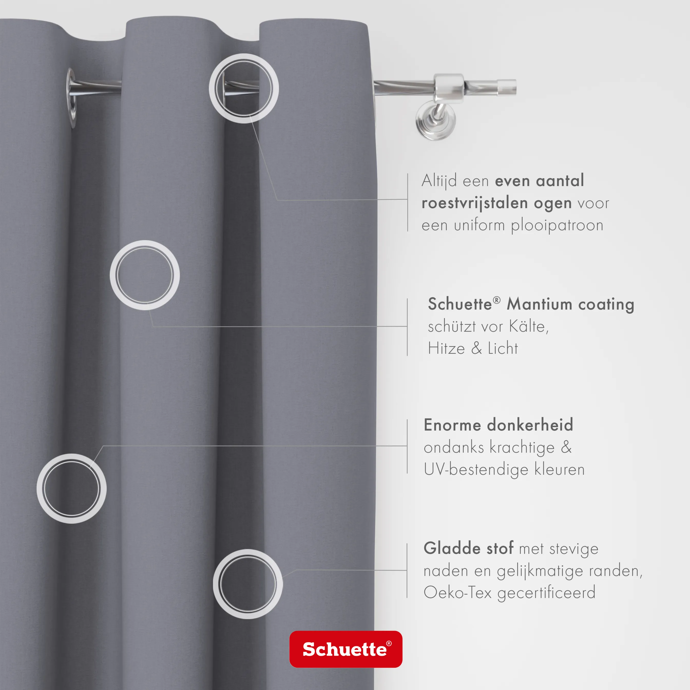 Schuette® Verdunkelungs-Vorhang Gardine mit Ösen nach Maß ● Century Black Kollektion: Misty Harbor (Grau) ● 1 Stück ● Knitterfrei Pflegeleicht Thermo Blickdicht & stark Abdunkelnd