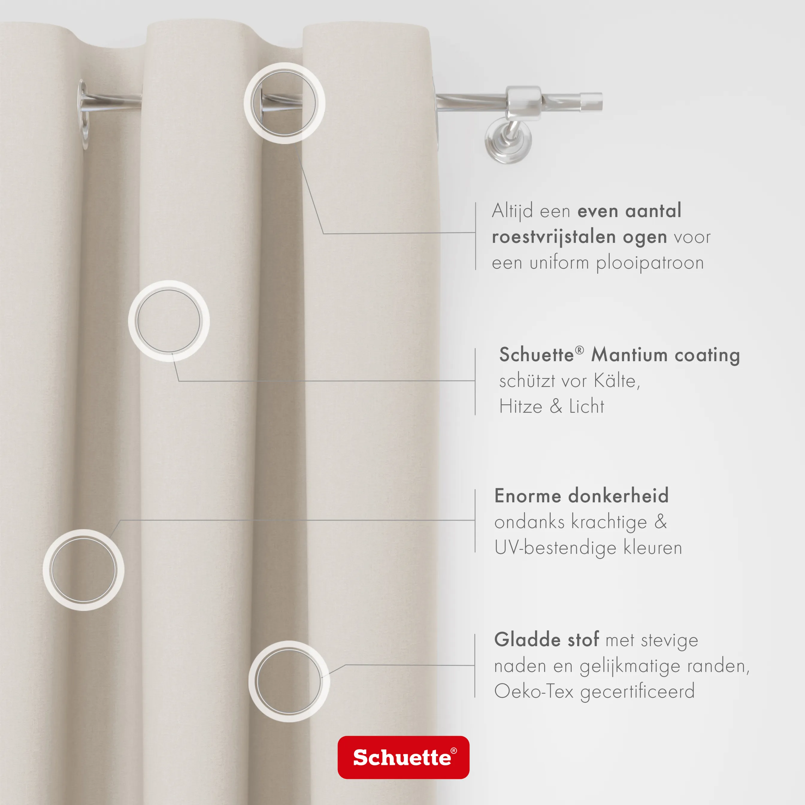 Schuette® Verdunkelungs-Vorhang Gardine mit Ösen nach Maß ● Century Black Kollektion: Almont Milk (Beige) ● 1 Stück ● Knitterfrei Pflegeleicht Thermo Blickdicht & stark Abdunkelnd