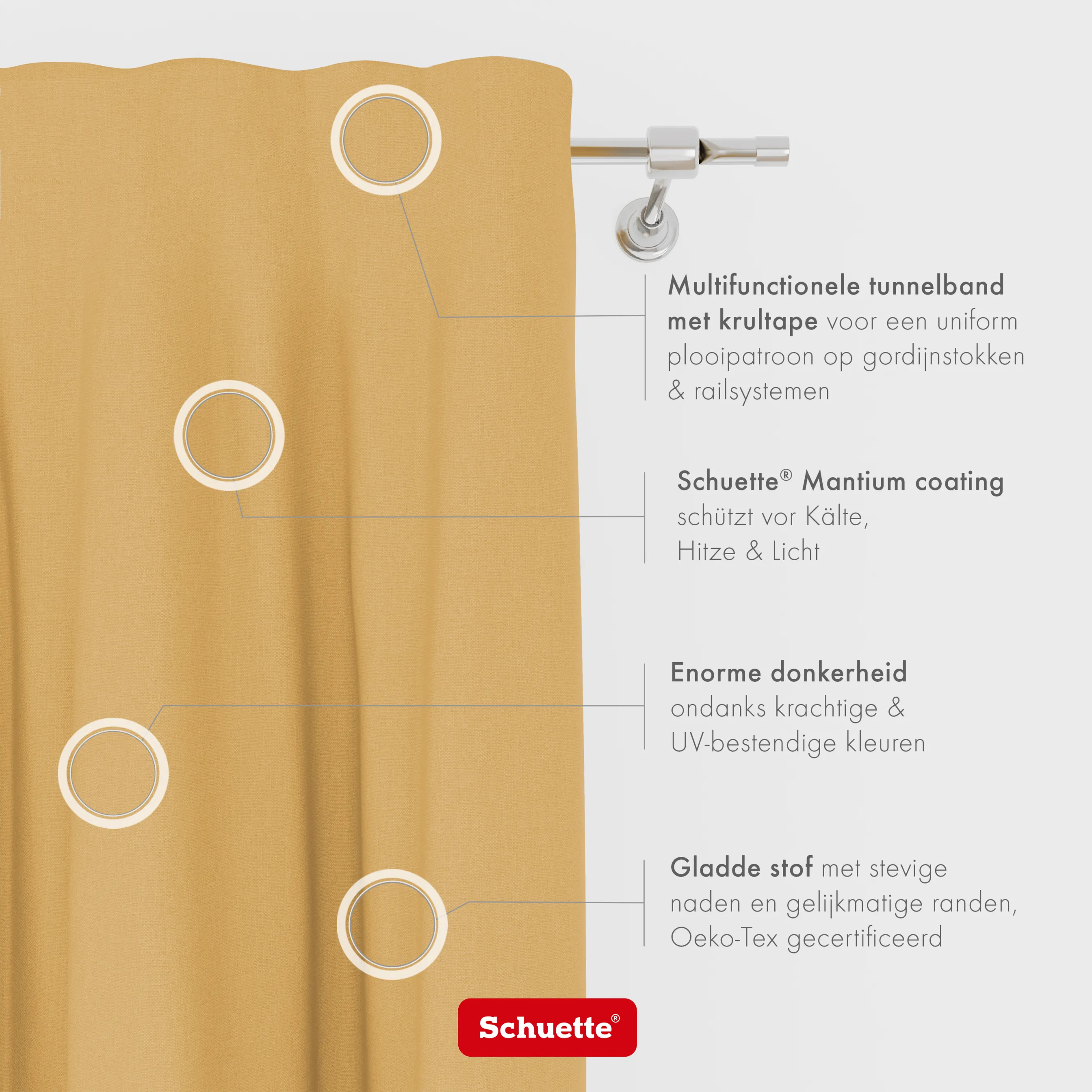 Schuette® Verdunkelungs-Vorhang Gardine mit Tunnelband nach Maß ● Century Black Kollektion: Tuscan sun (Beige) ● 1 Stück ● Knitterfrei Pflegeleicht Thermo Blickdicht & stark Abdunkelnd