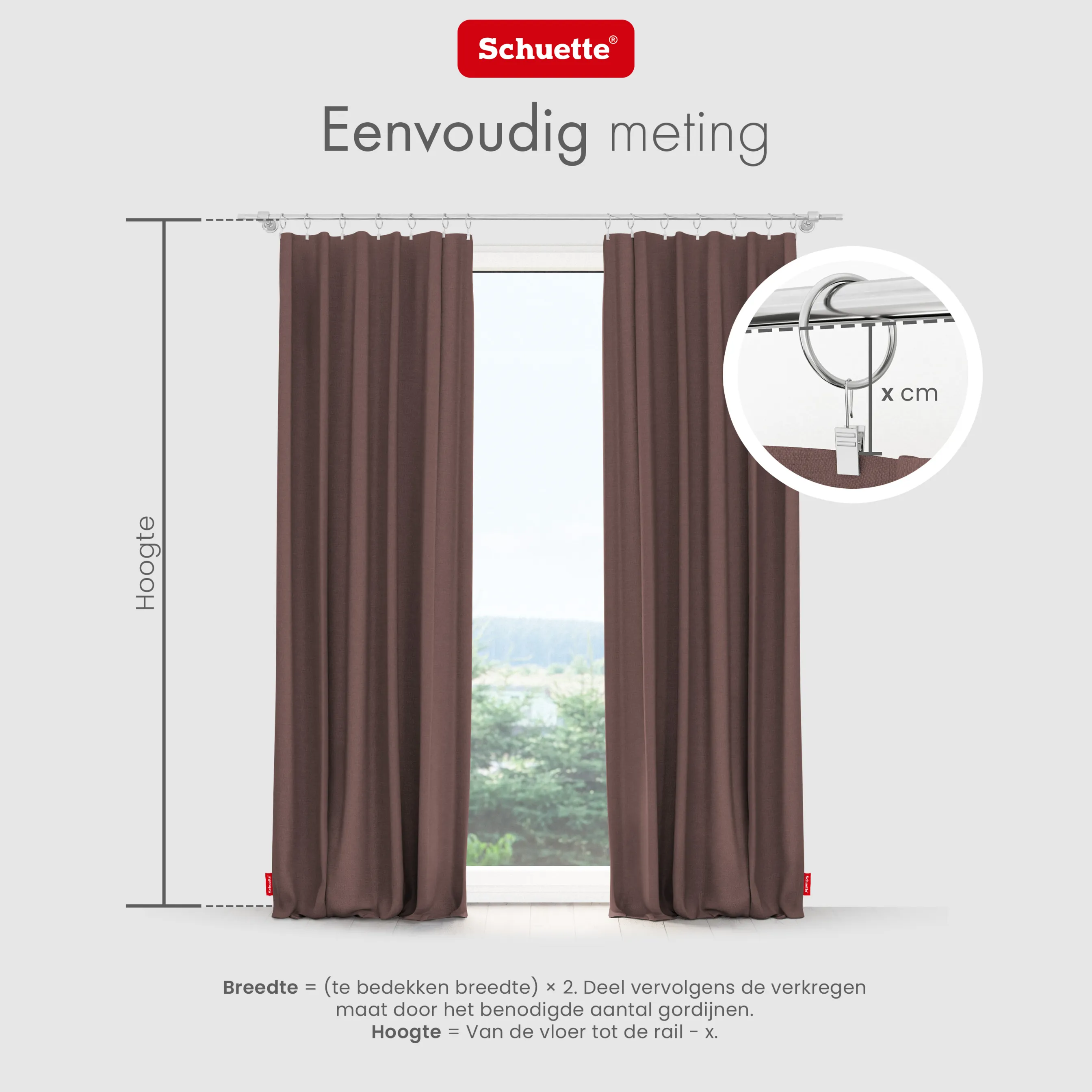 Schuette® Verdunkelungs-Vorhang Gardine mit Tunnelband nach Maß ● Century Black Kollektion: Deep Walnut (Braun) ● 1 Stück ● Knitterfrei Pflegeleicht Thermo Blickdicht & stark Abdunkelnd