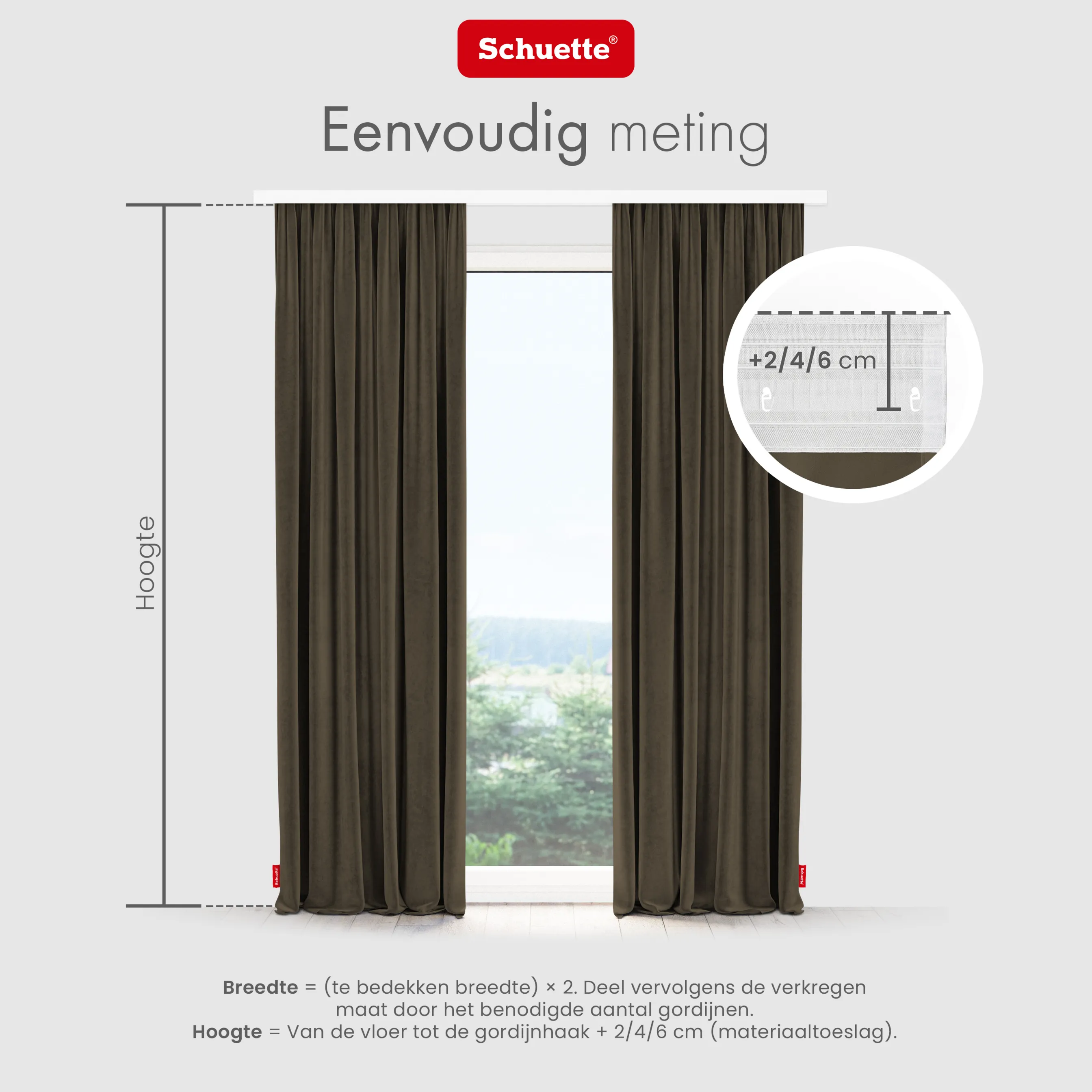 Schuette® Verdunkelungs-Vorhang Gardine mit Tunnelband nach Maß ● Millenium Velvet Kollektion: Bright Lead (Braun) ● 1 Stück ● Knitterfrei Pflegeleicht Thermo Blickdicht & stark Abdunkelnd