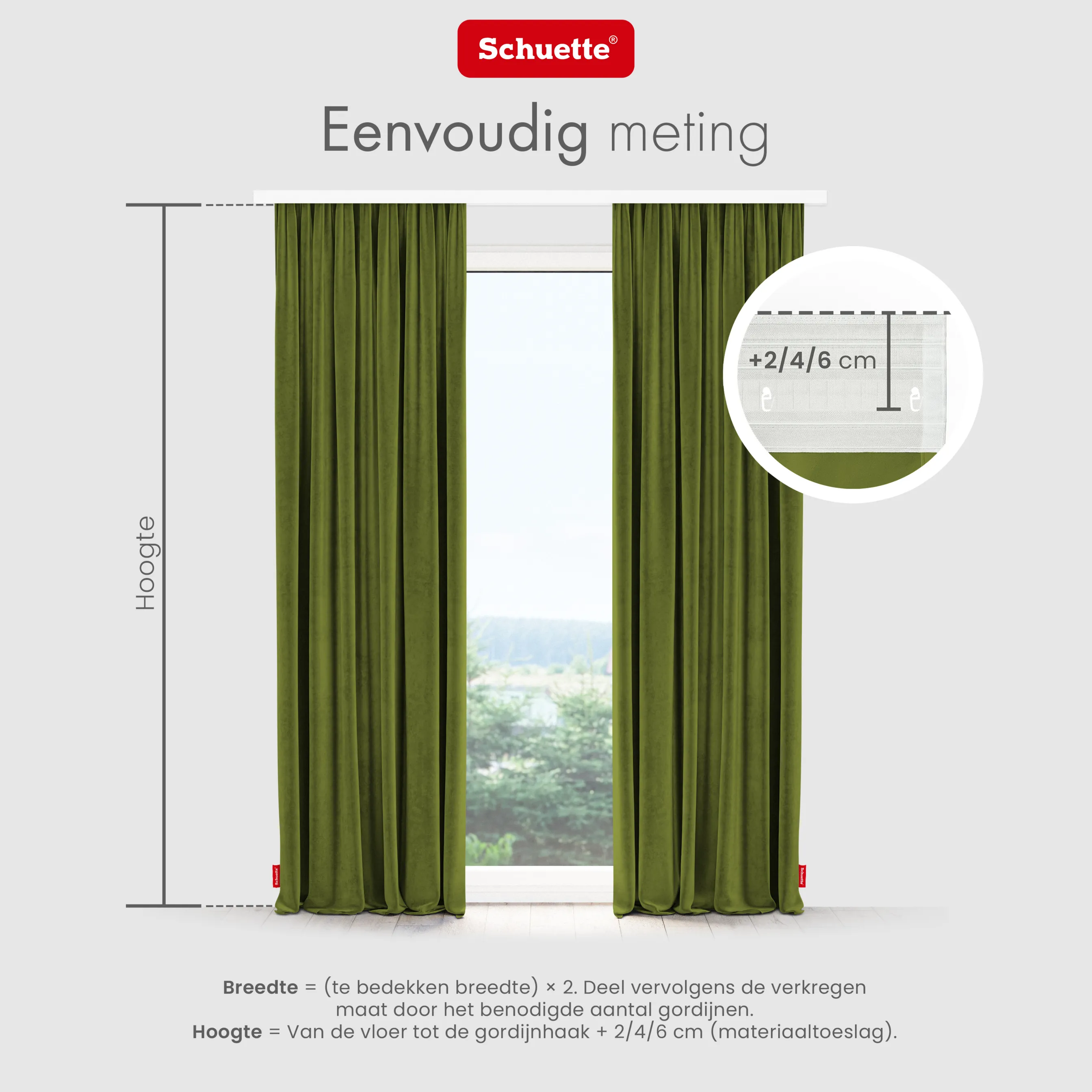 Schuette® Verdunkelungs-Vorhang Gardine mit Tunnelband nach Maß ● Millenium Velvet Kollektion: Olives Garden (Grün) ● 1 Stück ● Knitterfrei Pflegeleicht Thermo Blickdicht & stark Abdunkelnd