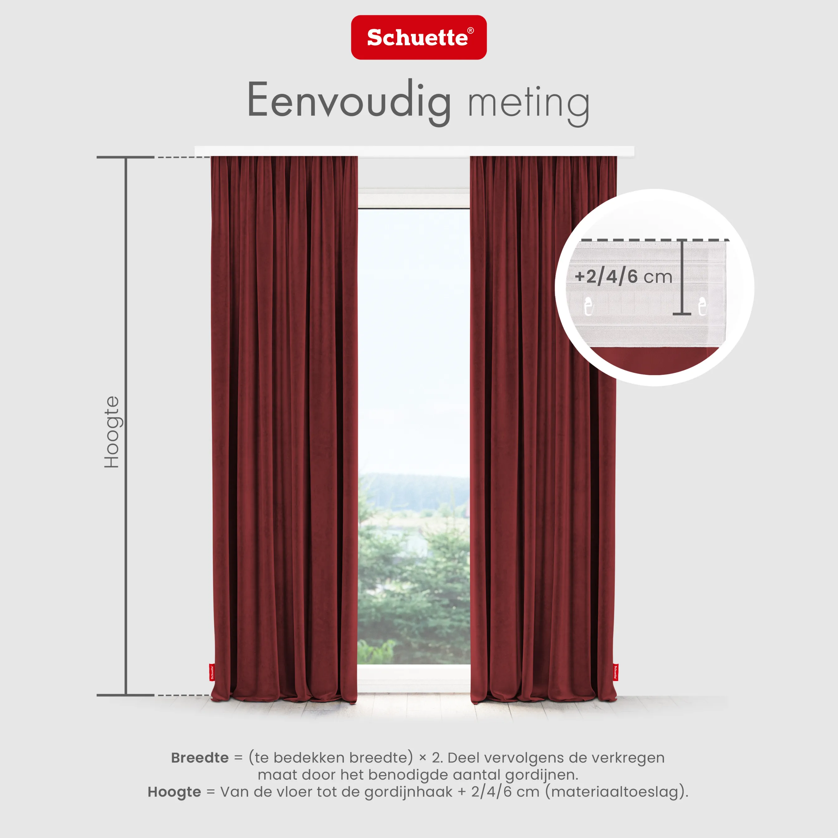 Schuette® Verdunkelungs-Vorhang Gardine mit Tunnelband nach Maß ● Millenium Velvet Kollektion: Carmine (Rot) ● 1 Stück ● Knitterfrei Pflegeleicht Thermo Blickdicht & stark Abdunkelnd