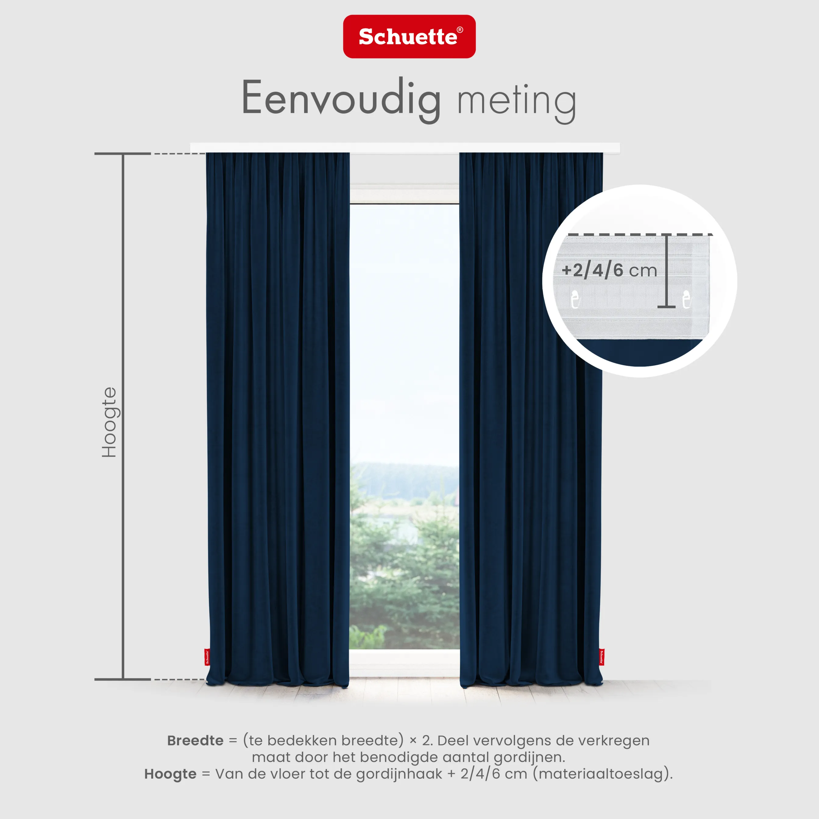 Schuette® Verdunkelungs-Vorhang Gardine mit Tunnelband nach Maß ● Millenium Velvet Kollektion: Royal Blue (Blau) ● 1 Stück ● Knitterfrei Pflegeleicht Thermo Blickdicht & stark Abdunkelnd