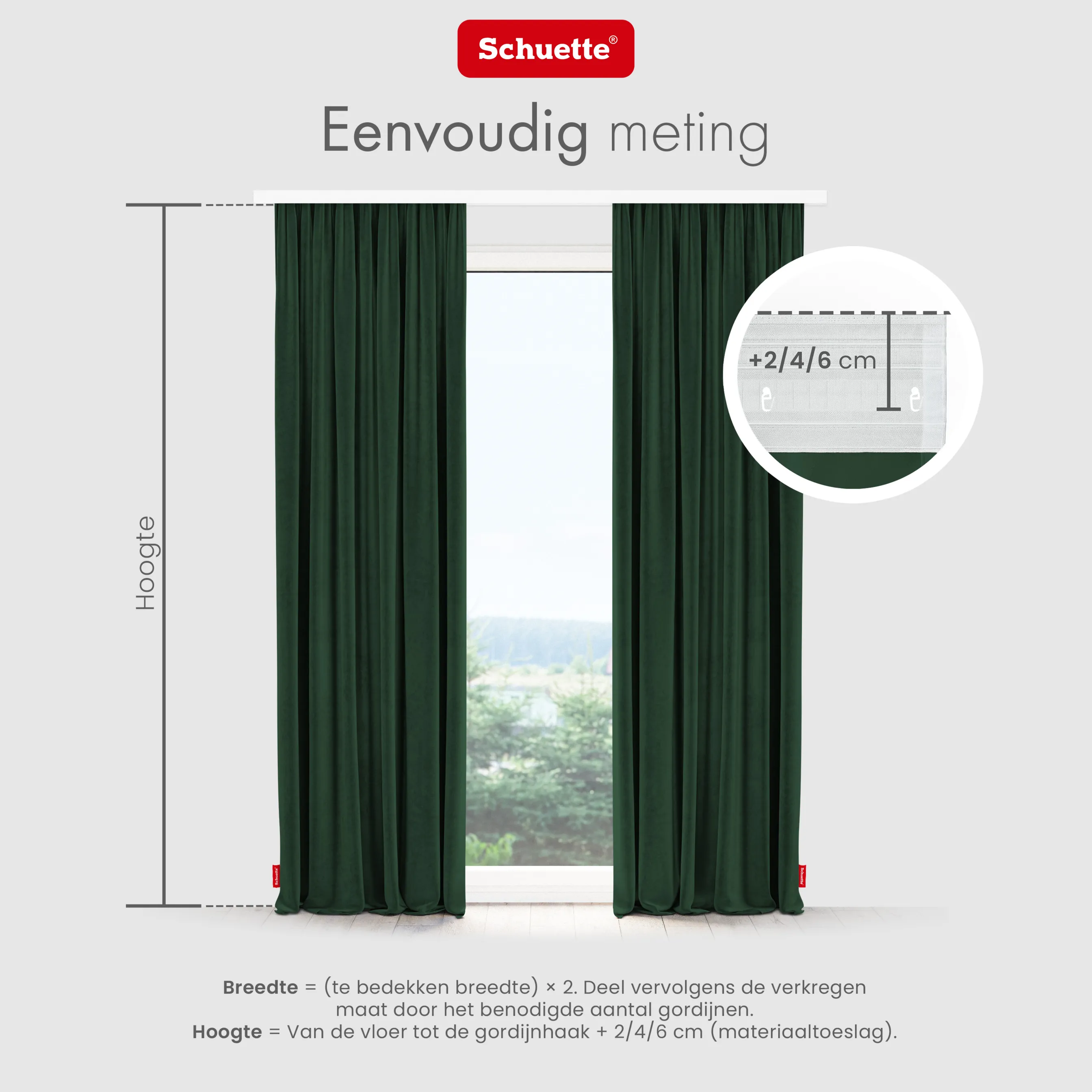 Schuette® Verdunkelungs-Vorhang Gardine mit Tunnelband nach Maß ● Millenium Velvet Kollektion: Dark Forest (Dunkelgrün) ● 1 Stück ● Knitterfrei Pflegeleicht Thermo Blickdicht & stark Abdunkelnd