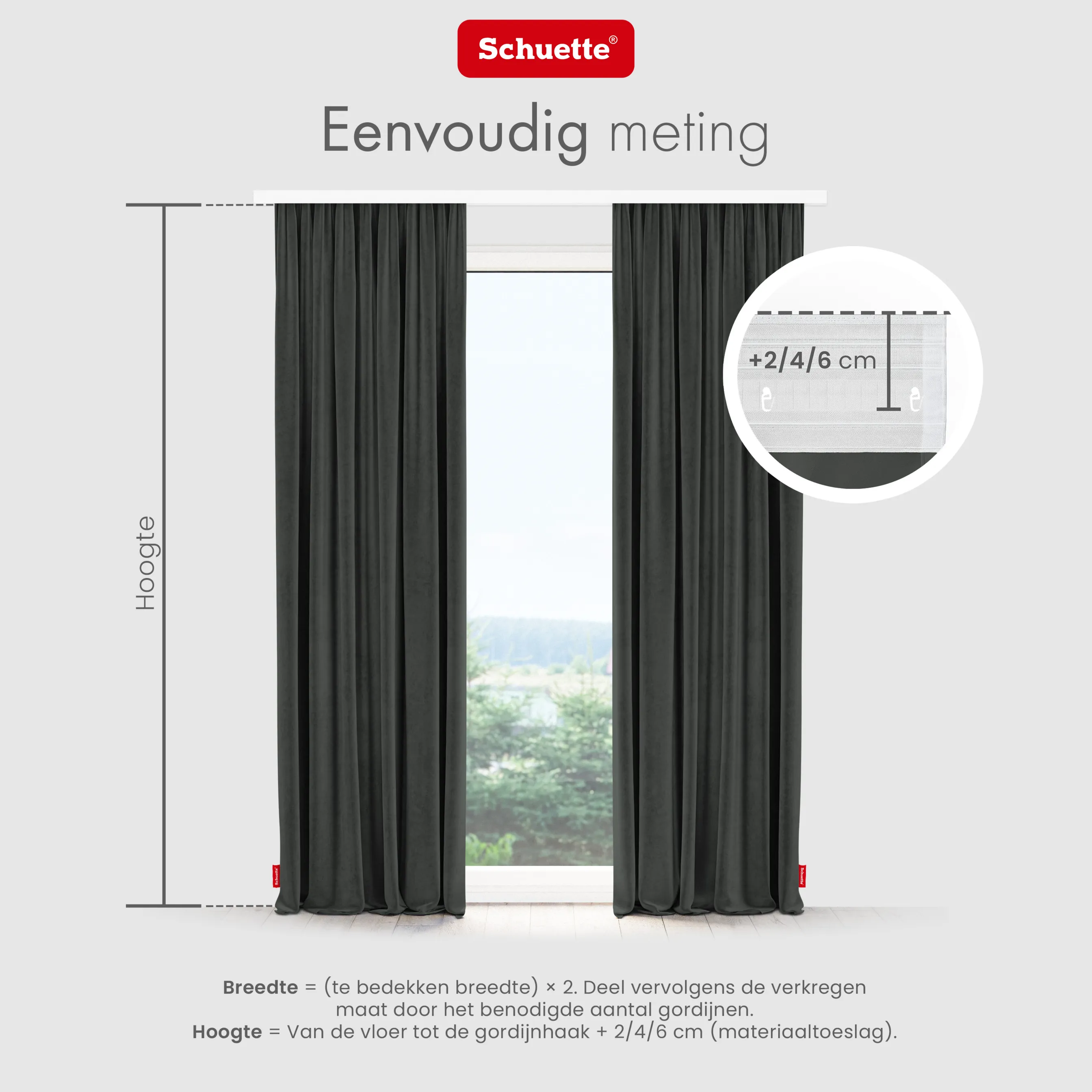 Schuette® Verdunkelungs-Vorhang Gardine mit Tunnelband nach Maß ● Millenium Velvet Kollektion: Dark Shadow (Grau) ● 1 Stück ● Knitterfrei Pflegeleicht Thermo Blickdicht & stark Abdunkelnd