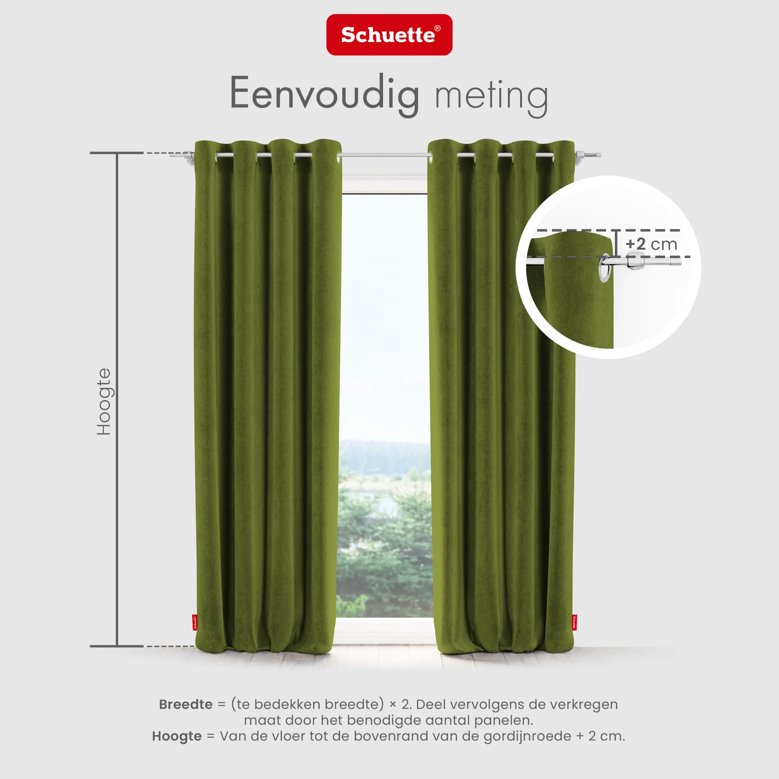 Schuette® Verdunkelungs-Vorhang Gardine mit Ösen nach Maß ● Millenium Velvet Kollektion: Olives Garden (Grün) ● 1 Stück ● Knitterfrei Pflegeleicht Thermo Blickdicht & stark Abdunkelnd
