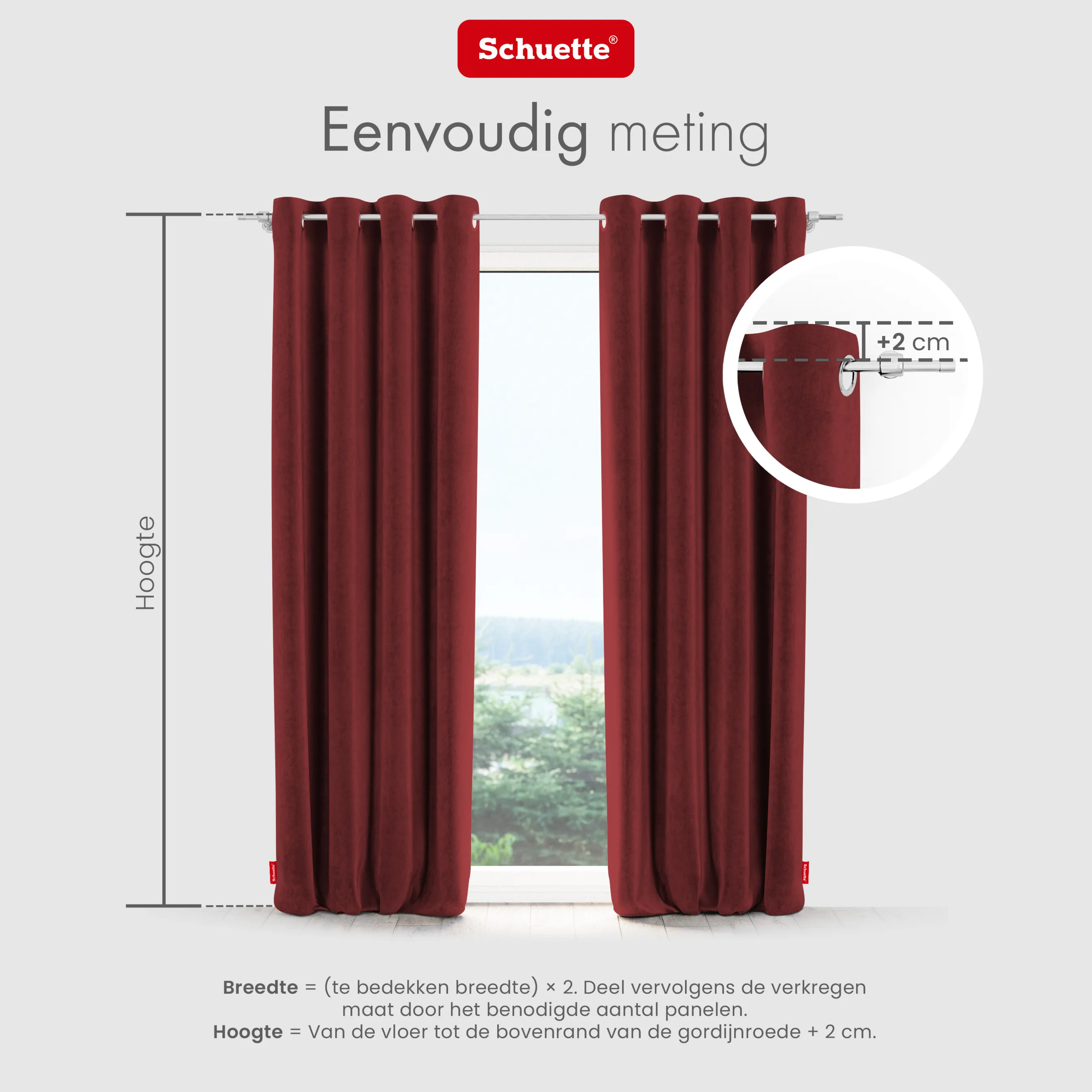 Schuette® Verdunkelungs-Vorhang Gardine mit Ösen nach Maß ● Millenium Velvet Kollektion: Carmine (Rot) ● 1 Stück ● Knitterfrei Pflegeleicht Thermo Blickdicht & stark Abdunkelnd