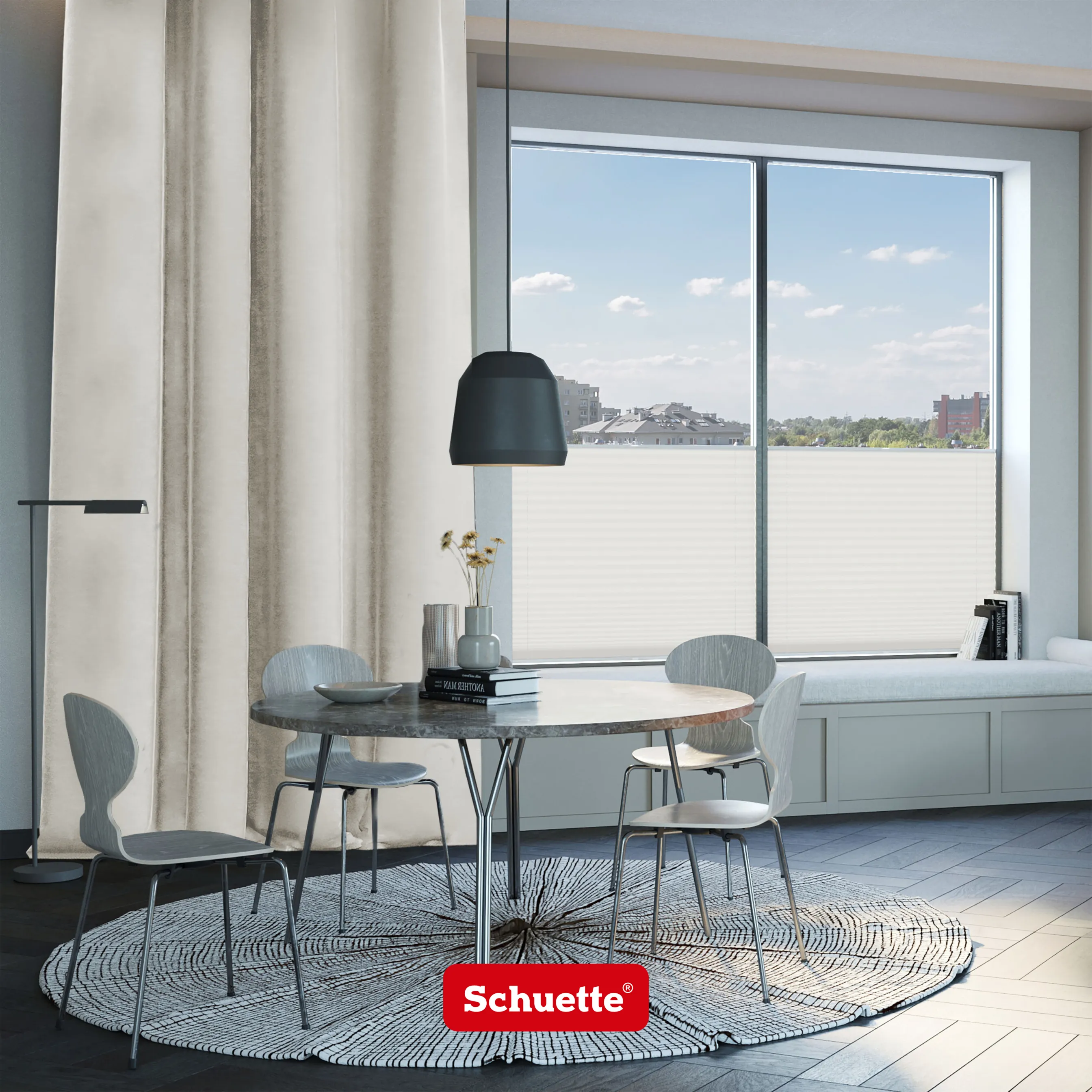 Schuette® Verdunkelungs-Vorhang Gardine mit Ösen nach Maß ● Millenium Velvet Kollektion: Polar Bear (Weiß-Grau-Beige) ● 1 Stück ● Knitterfrei Pflegeleicht Thermo Blickdicht & stark Abdunkelnd