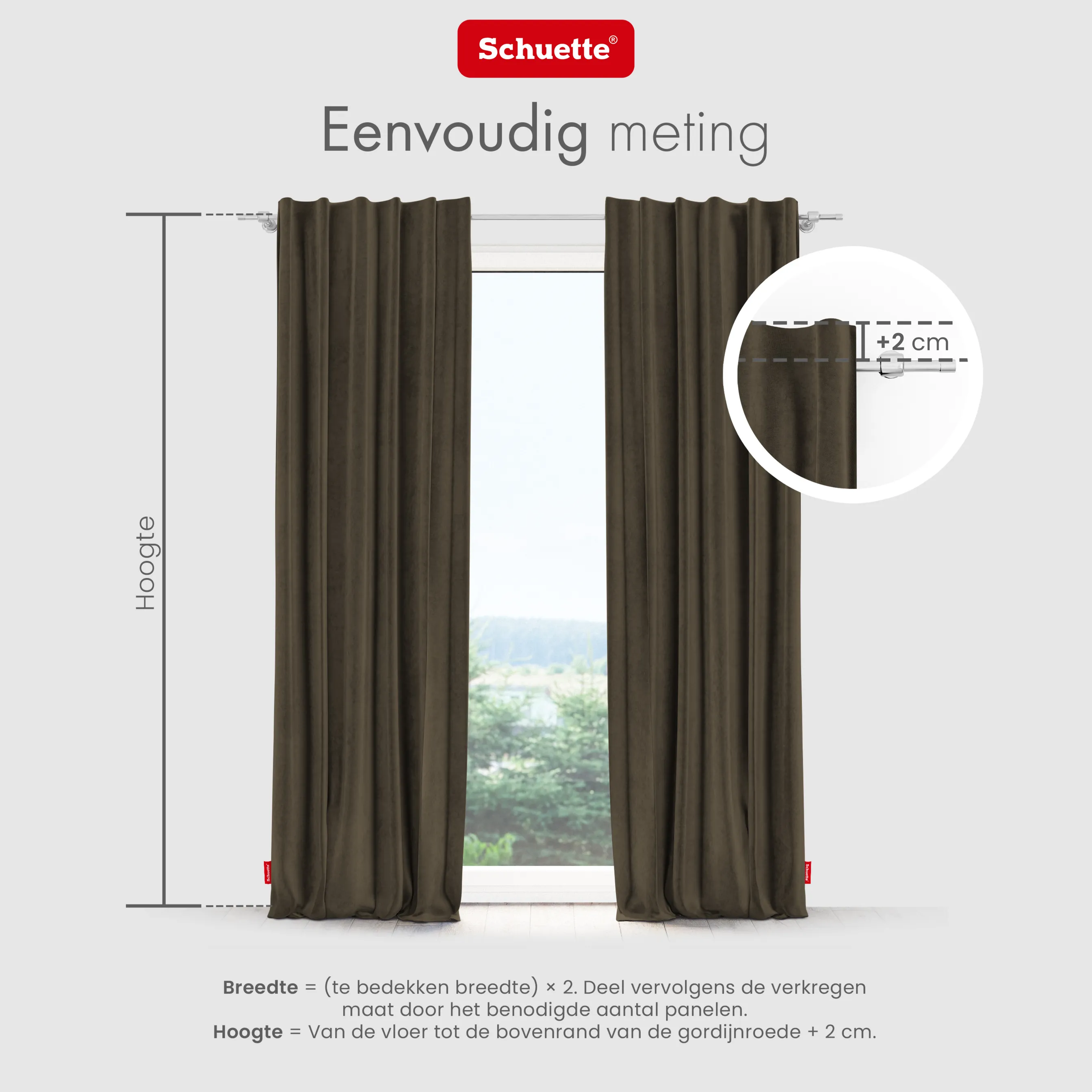 Schuette® Verdunkelungs-Vorhang Gardine mit Tunnelband nach Maß ● Millenium Velvet Kollektion: Bright Lead (Braun) ● 1 Stück ● Knitterfrei Pflegeleicht Thermo Blickdicht & stark Abdunkelnd