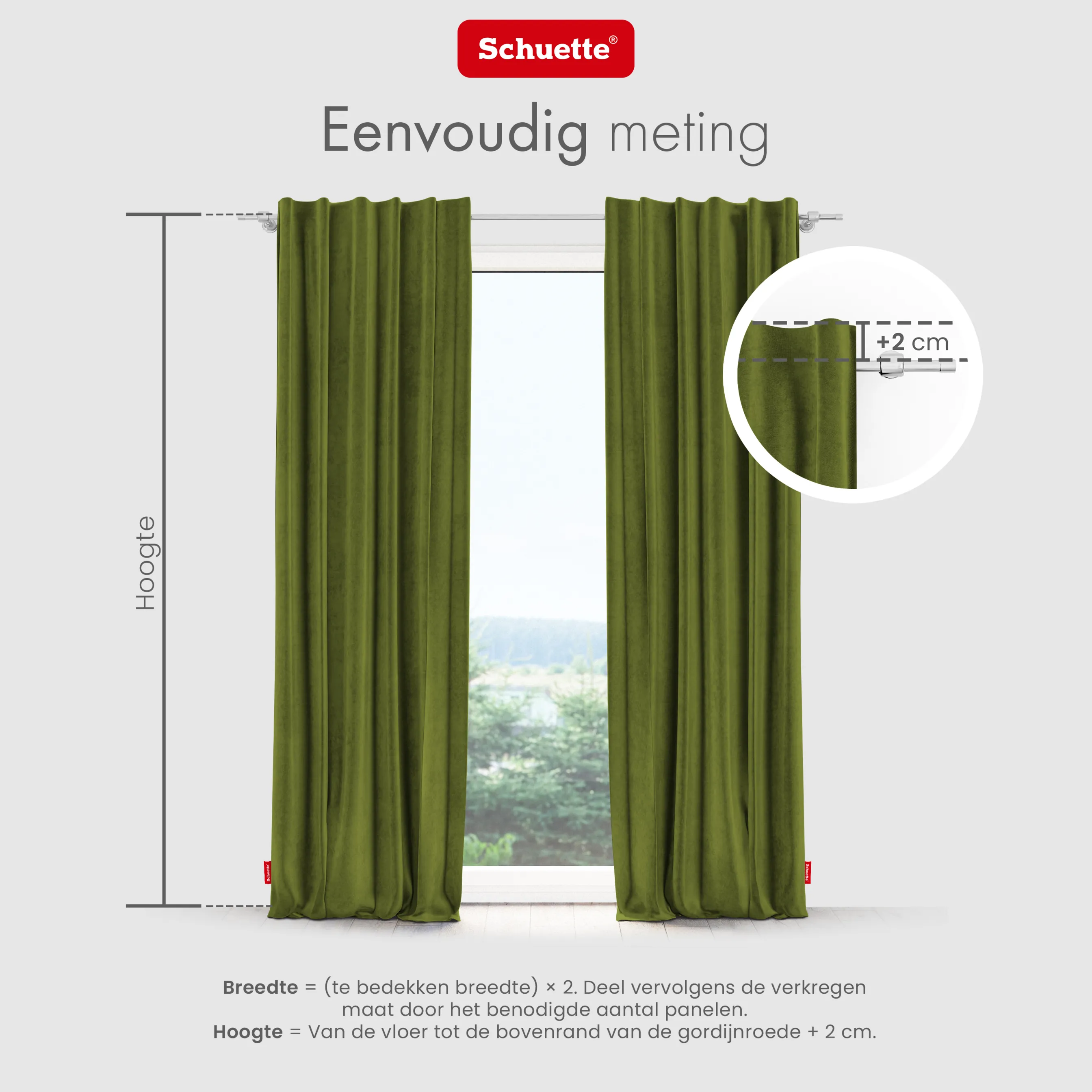 Schuette® Verdunkelungs-Vorhang Gardine mit Tunnelband nach Maß ● Millenium Velvet Kollektion: Olives Garden (Grün) ● 1 Stück ● Knitterfrei Pflegeleicht Thermo Blickdicht & stark Abdunkelnd