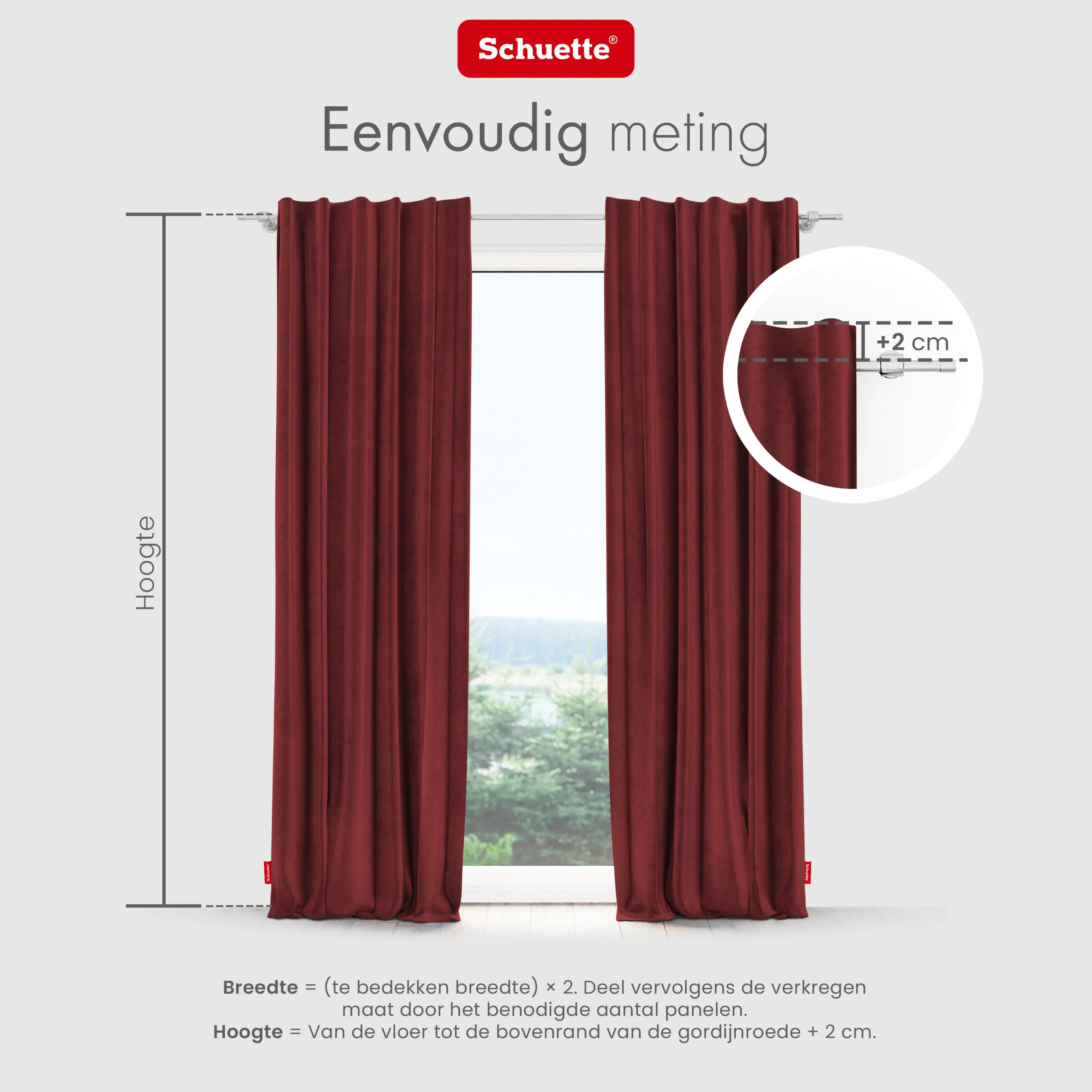 Schuette® Verdunkelungs-Vorhang Gardine mit Tunnelband nach Maß ● Millenium Velvet Kollektion: Carmine (Rot) ● 1 Stück ● Knitterfrei Pflegeleicht Thermo Blickdicht & stark Abdunkelnd