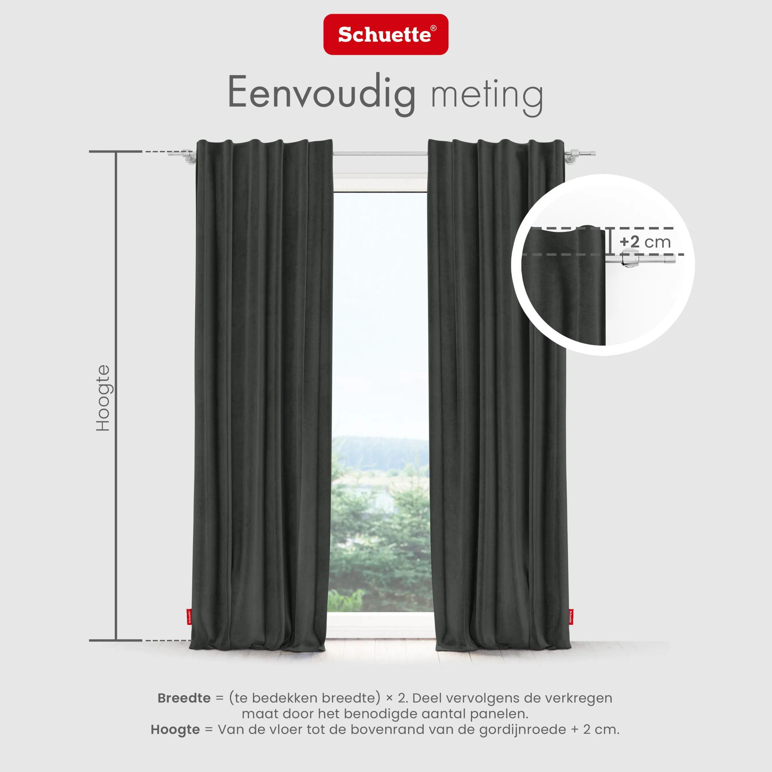 Schuette® Verdunkelungs-Vorhang Gardine mit Tunnelband nach Maß ● Millenium Velvet Kollektion: Dark Shadow (Grau) ● 1 Stück ● Knitterfrei Pflegeleicht Thermo Blickdicht & stark Abdunkelnd