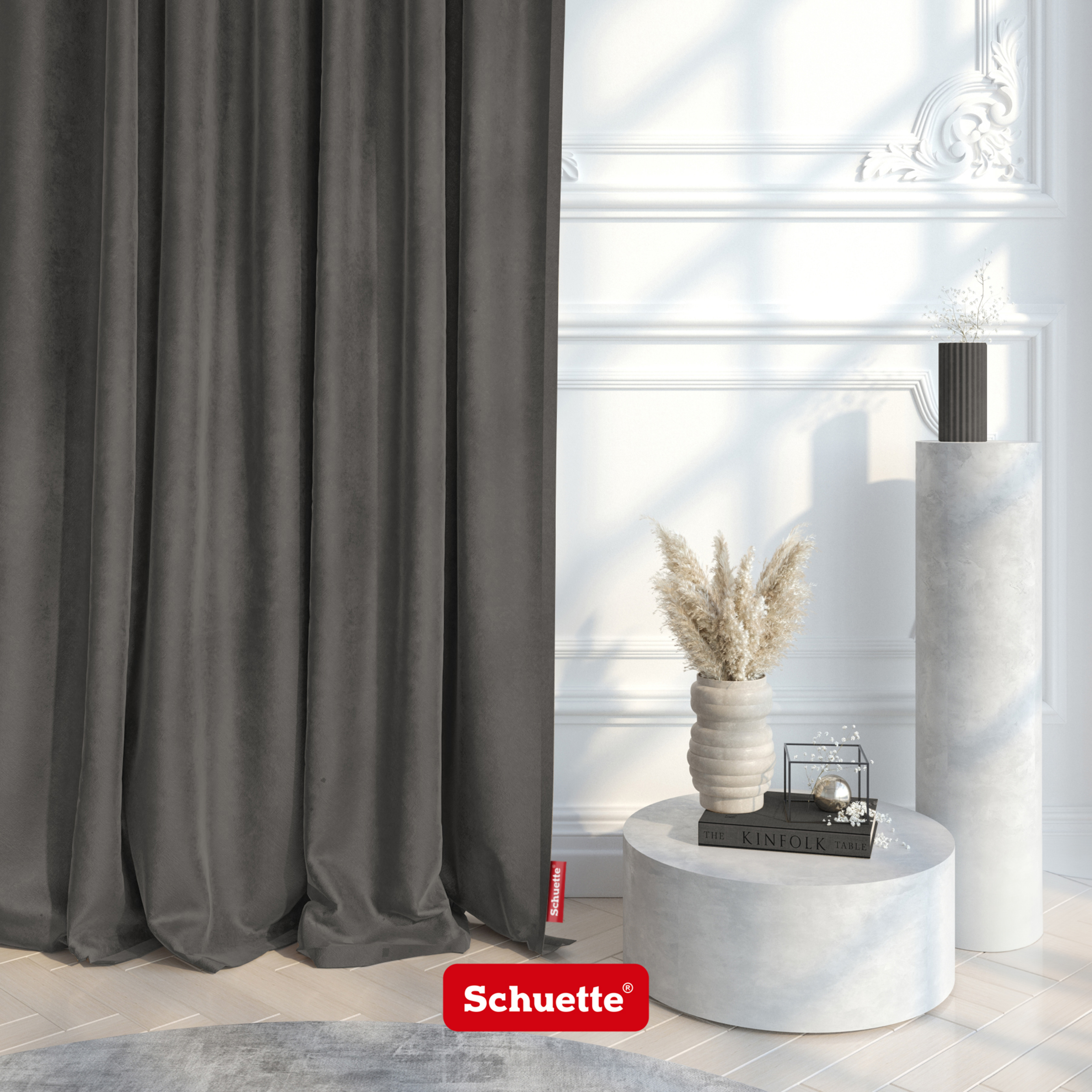 Schuette® Verdunkelungs-Vorhang Gardine mit Ösen ● Millenium Velvet Kollektion: Great Wolf (Grau) ● 1 Stück ● Knitterfrei Pflegeleicht Thermo Blickdicht & stark Abdunkelnd