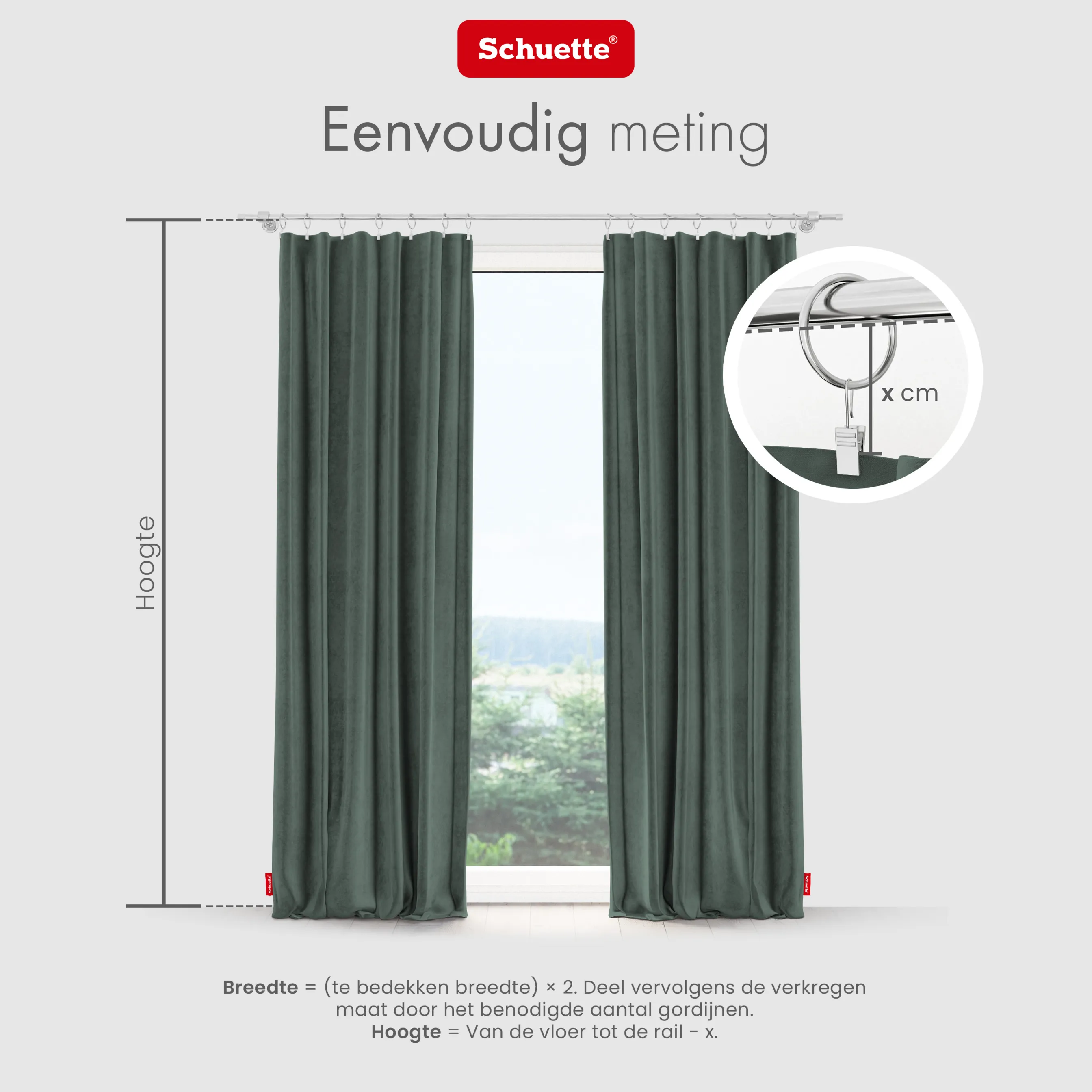 Schuette® Verdunkelungs-Vorhang Gardine mit Tunnelband nach Maß ● Millenium Velvet Kollektion: Isle of Pines (Dunkelgrün) ● 1 Stück ● Knitterfrei Pflegeleicht Thermo Blickdicht & stark Abdunkelnd